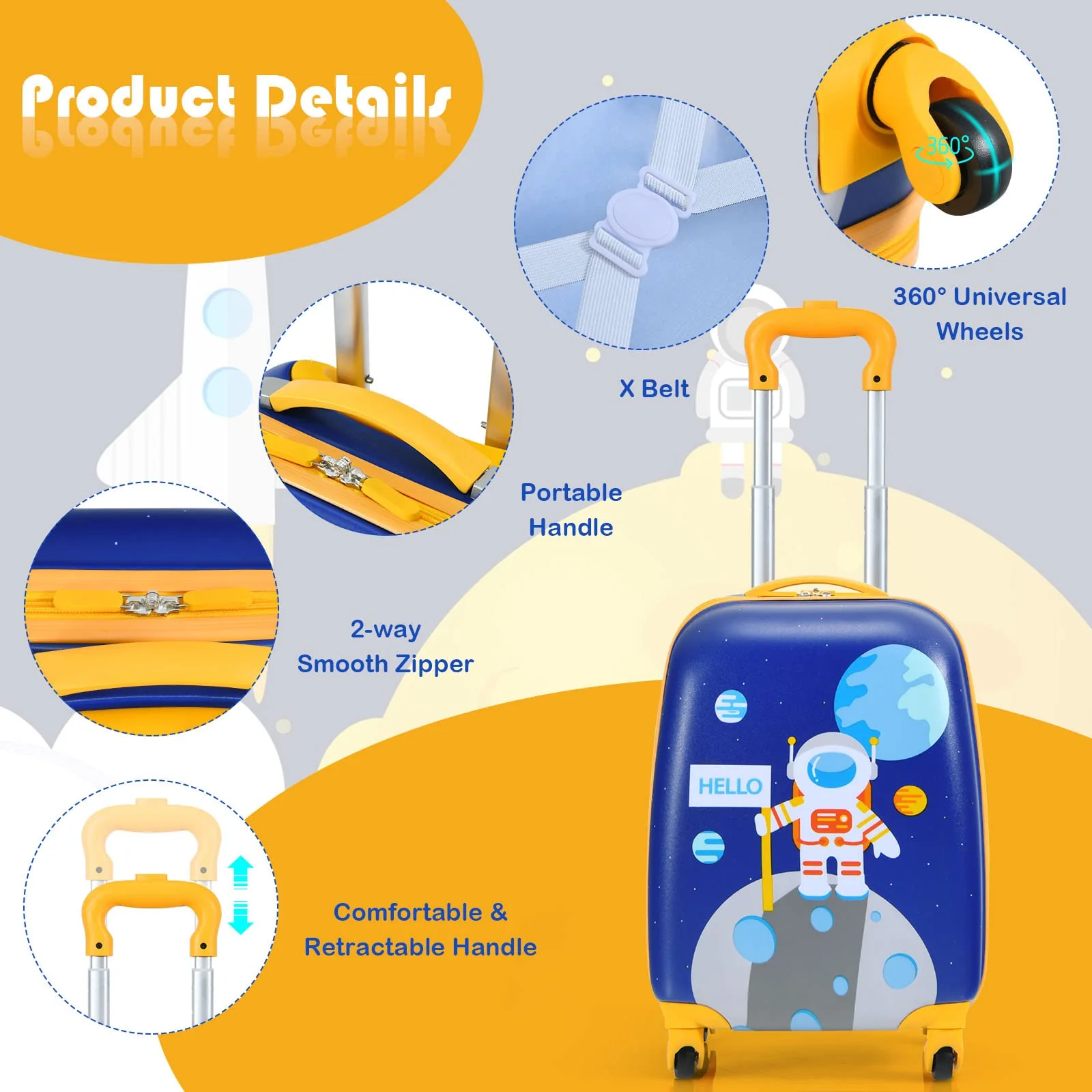 2PC Kids Luggage, 12" & 16" Kids Carry On Luggage Set - Image 3