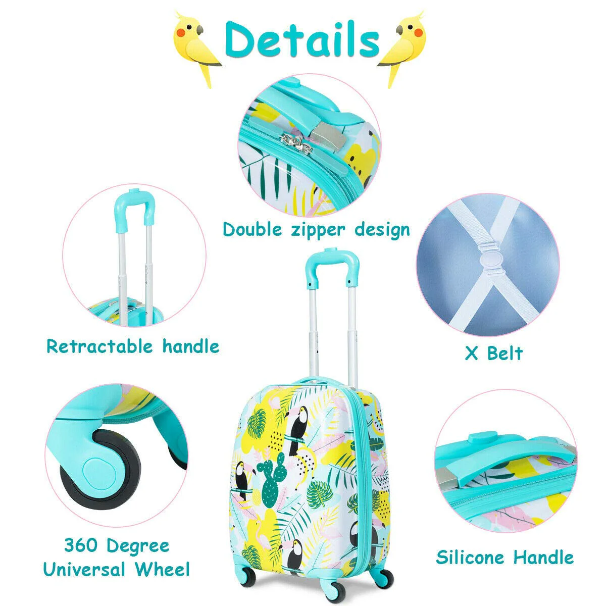 2PC Kids Luggage, 12" & 16" Kids Carry On Luggage Set - Image 12