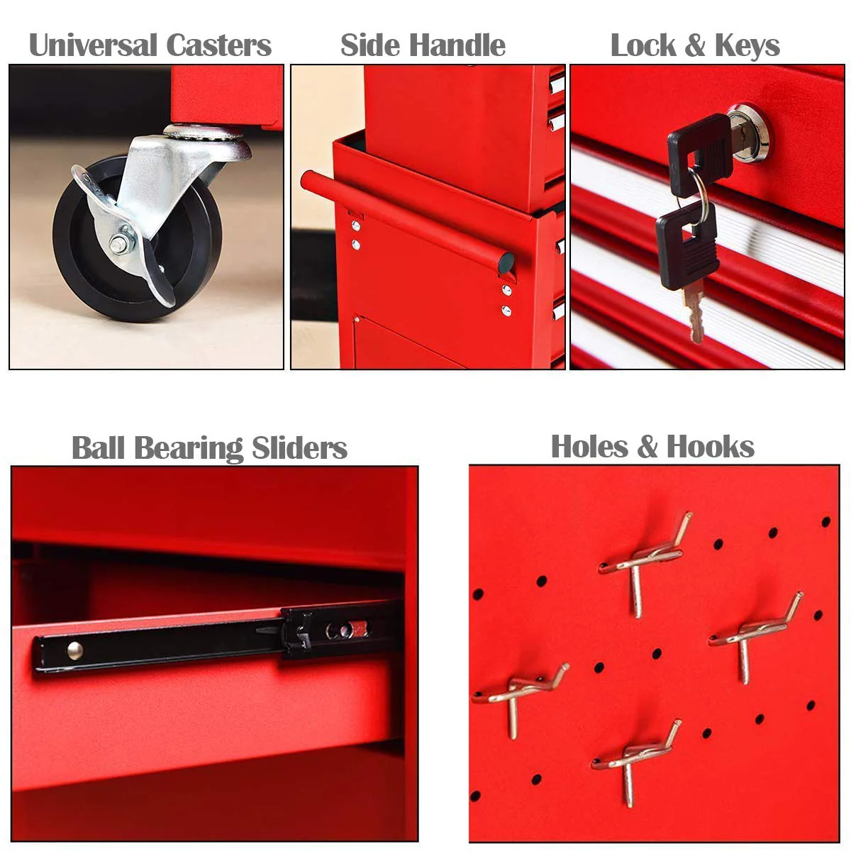 2PCS Rolling Tool Chest, 6-Drawer Toolbox Set of 2 - Image 3