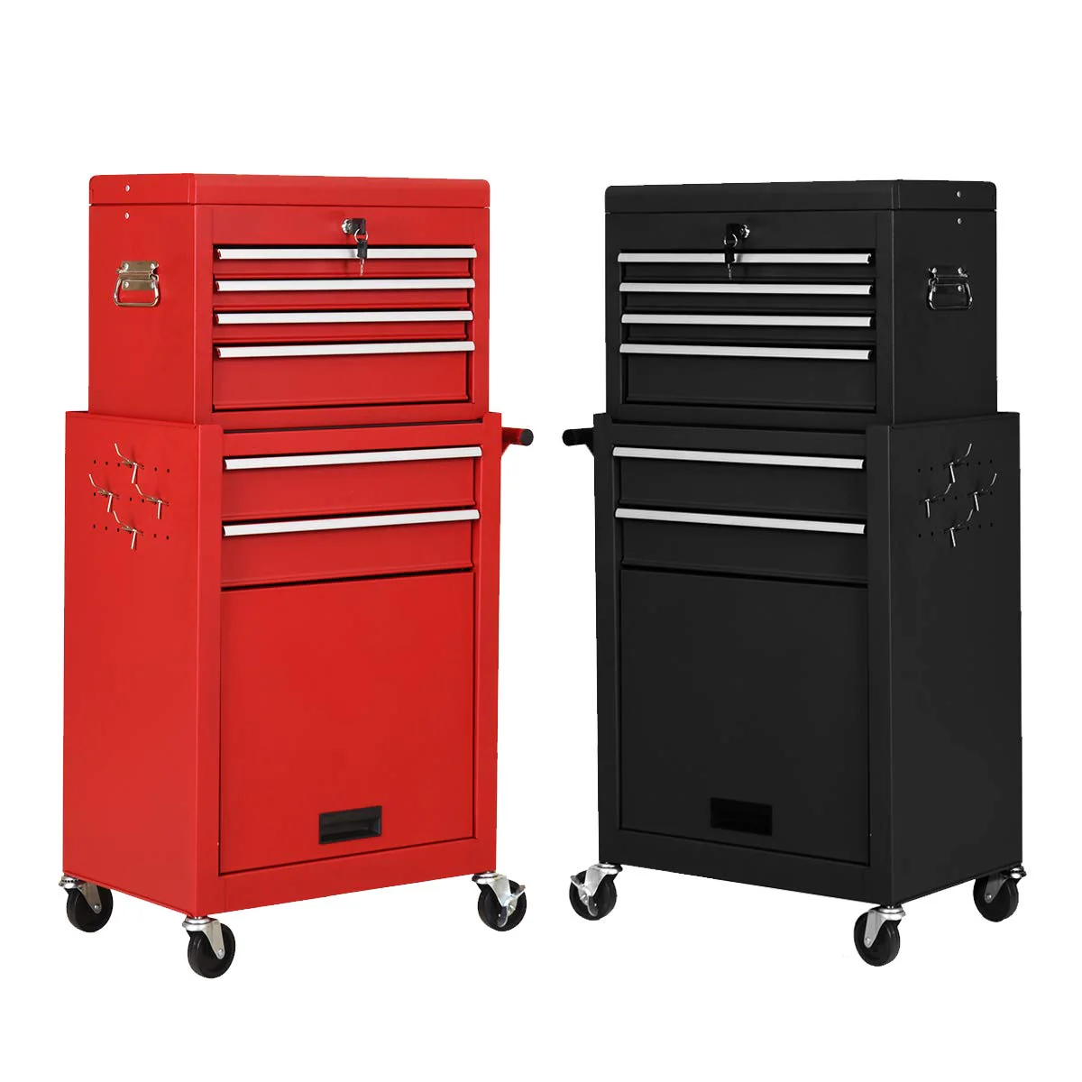 2PCS Rolling Tool Chest, 6-Drawer Toolbox Set of 2 - Image 9