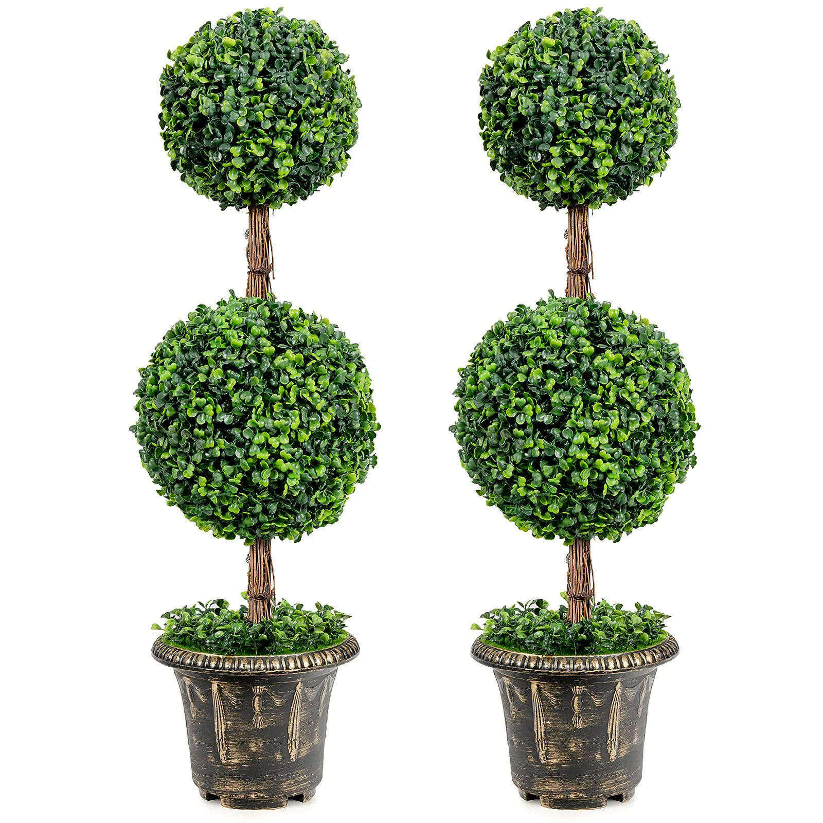 3 Ft /4 Ft Artificial Boxwood Topiary Tree, Fake Greenery Plants Ball Tree - Image 11