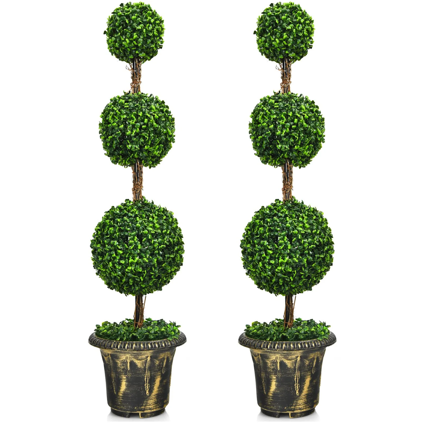 3 Ft /4 Ft Artificial Boxwood Topiary Tree, Fake Greenery Plants Ball Tree - Image 12