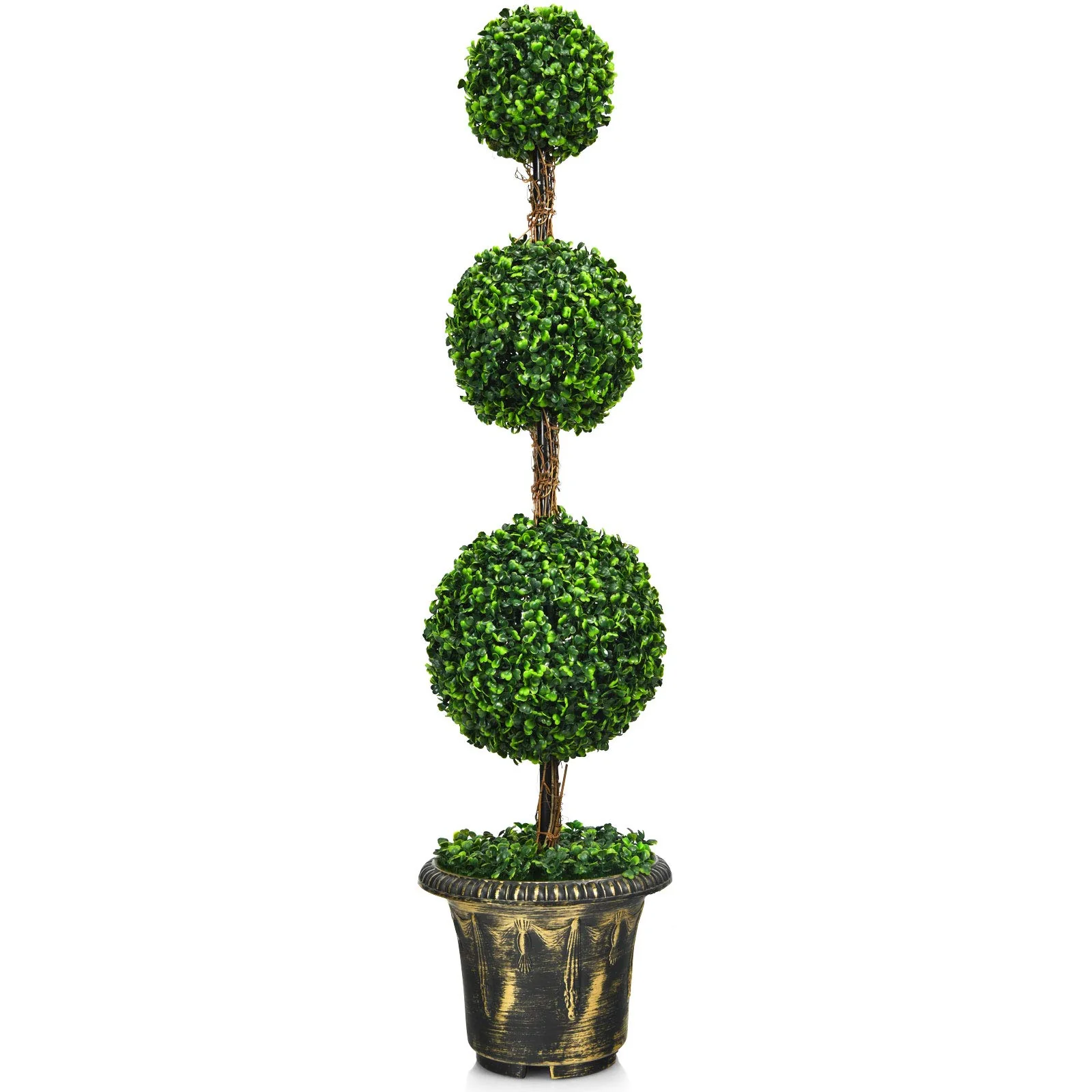 3 Ft /4 Ft Artificial Boxwood Topiary Tree, Fake Greenery Plants Ball Tree - Image 8