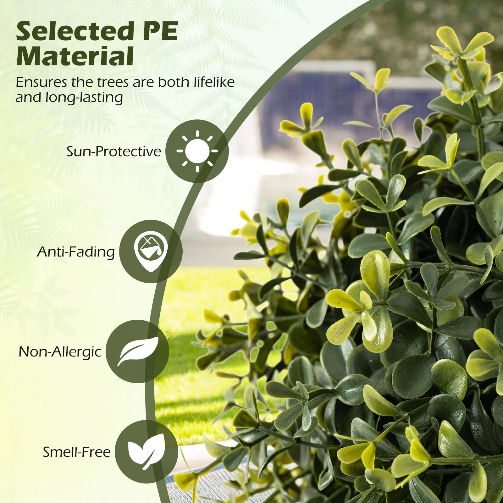 Goplus 3 FT Artificial Boxwood Topiary Trees Set of 2 Faux Outdoor Topiary Ball Tree with Cement-Filled Pot - Image 3