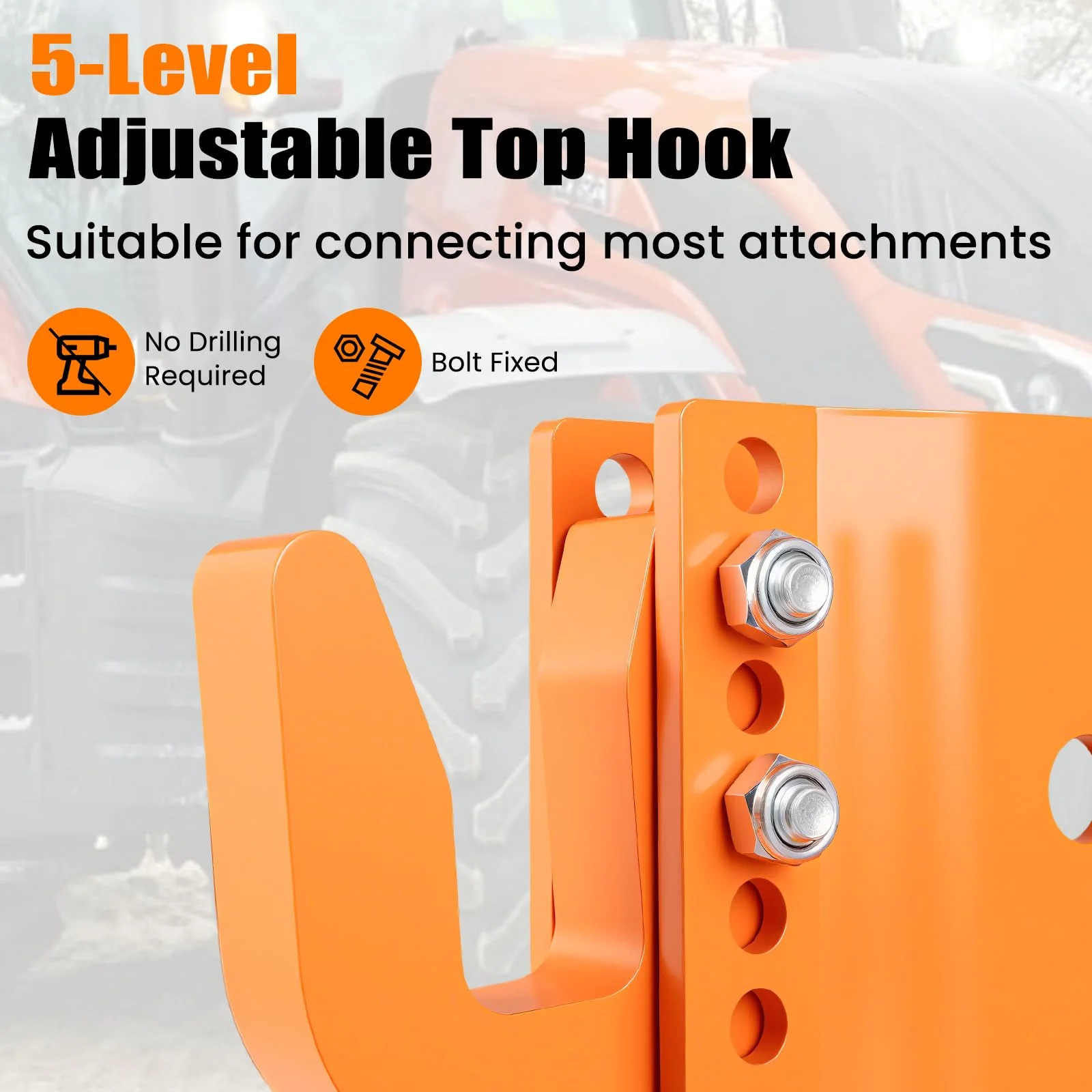 Goplus 3-Point Quick Hitch 3000 LBS Towing Force 3-Pt Attachments w/5 Level Adjustable Bolt - Image 3