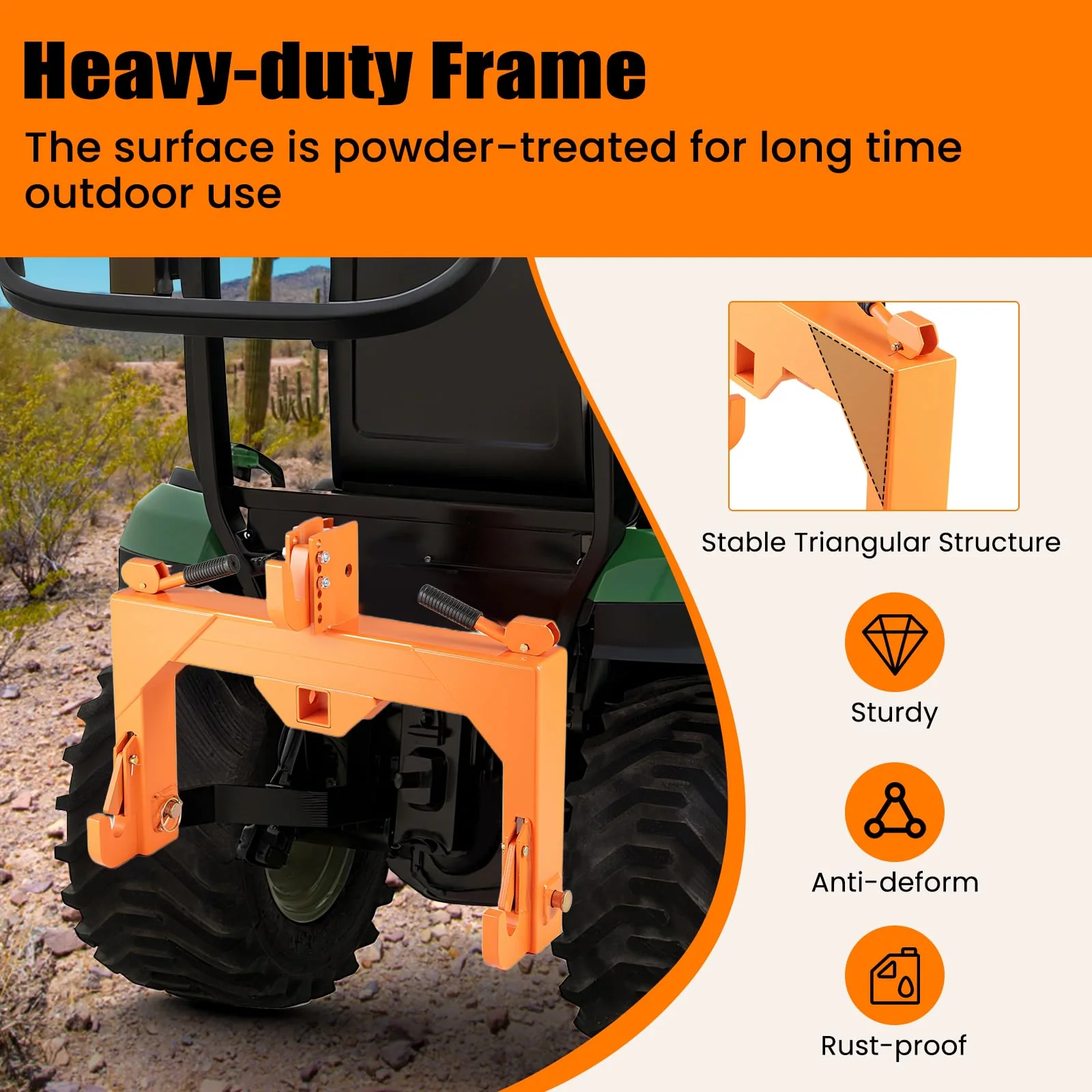 Goplus 3-Point Quick Hitch 3000 LBS Towing Force 3-Pt Attachments w/5 Level Adjustable Bolt - Image 5