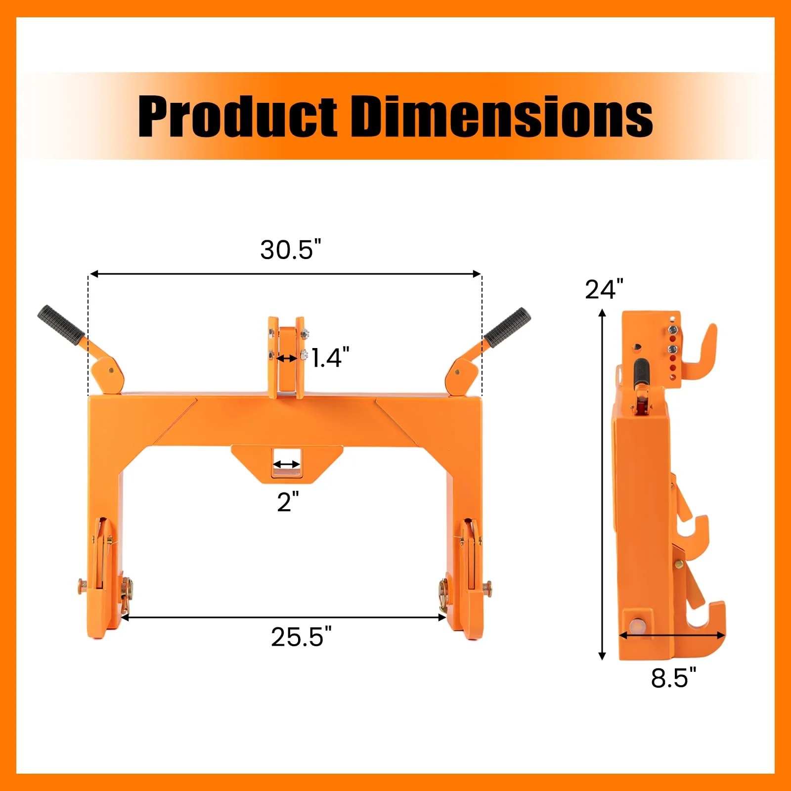 Goplus 3-Point Quick Hitch 3000 LBS Towing Force 3-Pt Attachments w/5 Level Adjustable Bolt - Image 7