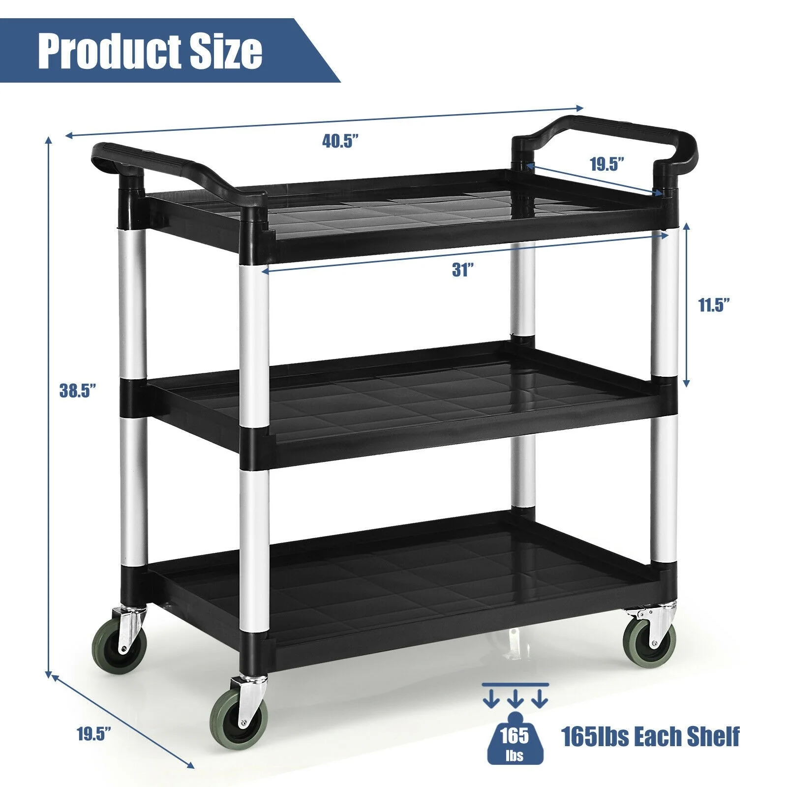 3-Tier Rolling Utility Cart with Wheels - Image 12