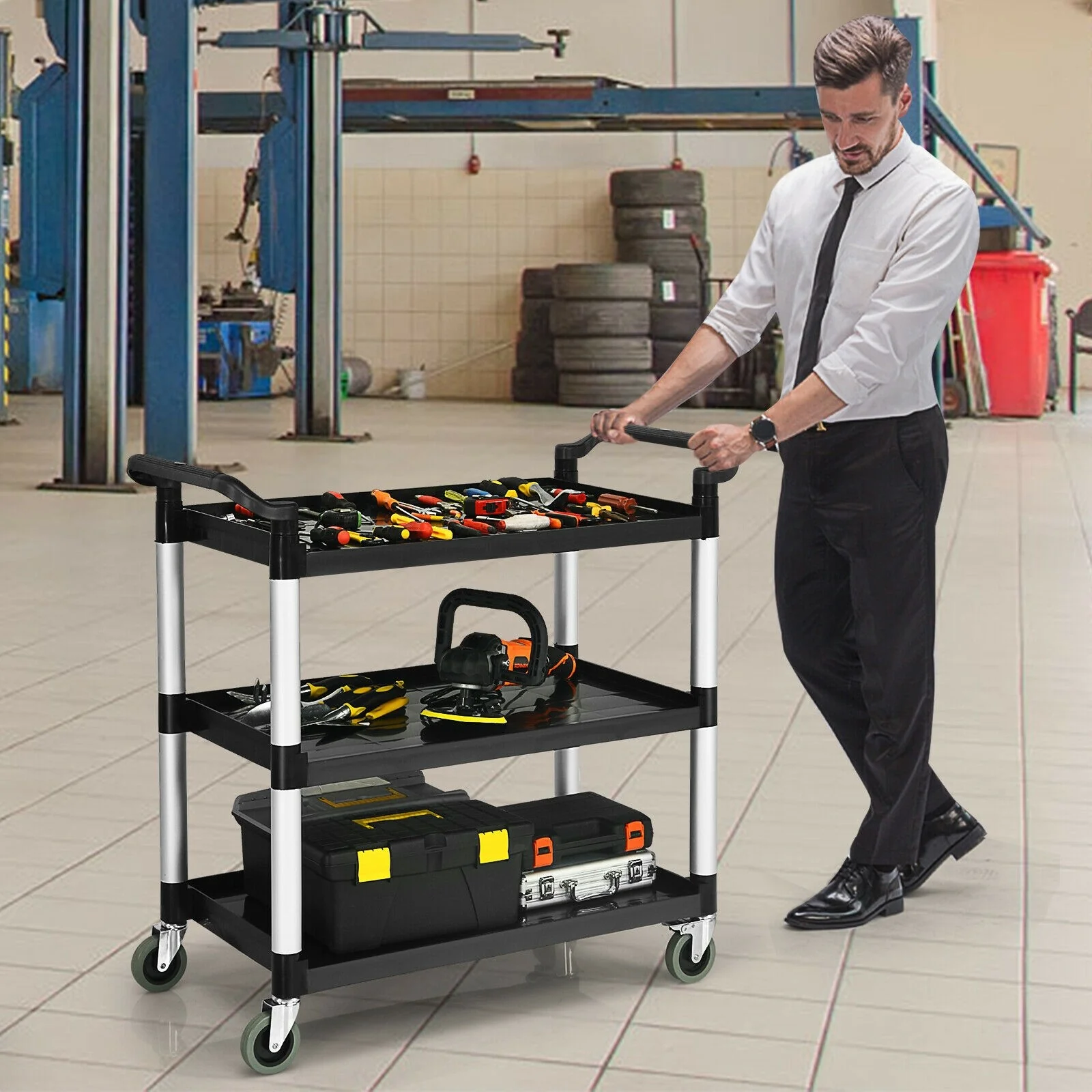 3-Tier Rolling Utility Cart with Wheels - Image 4