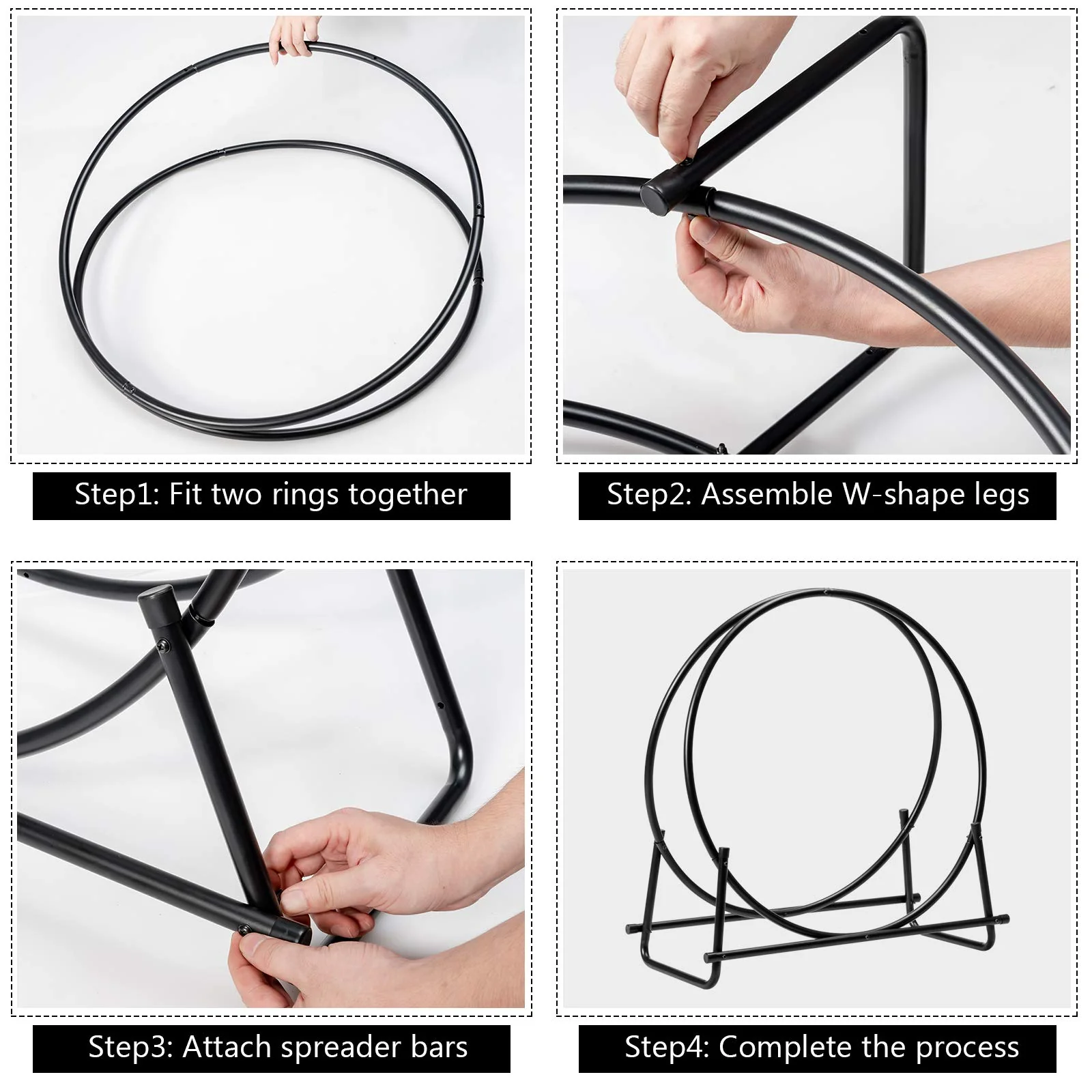 30 Inch Firewood Log Hoop, Tubular Steel Log Holder - Image 6