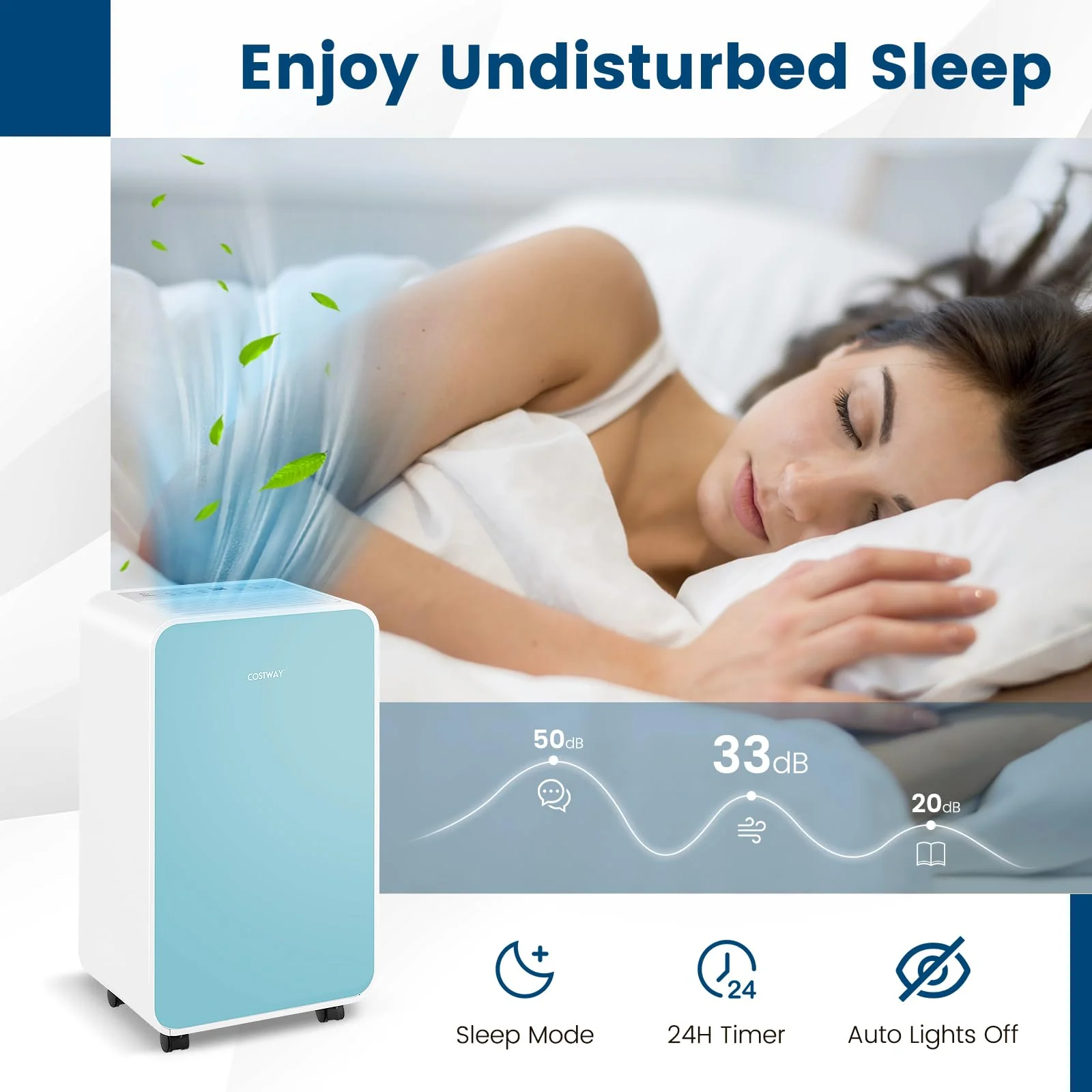 32 Pints/Day Portable Quiet Dehumidifier for Rooms up to 2500 Sq. Ft w/ Sleep Mode, 24H Timer - Image 8