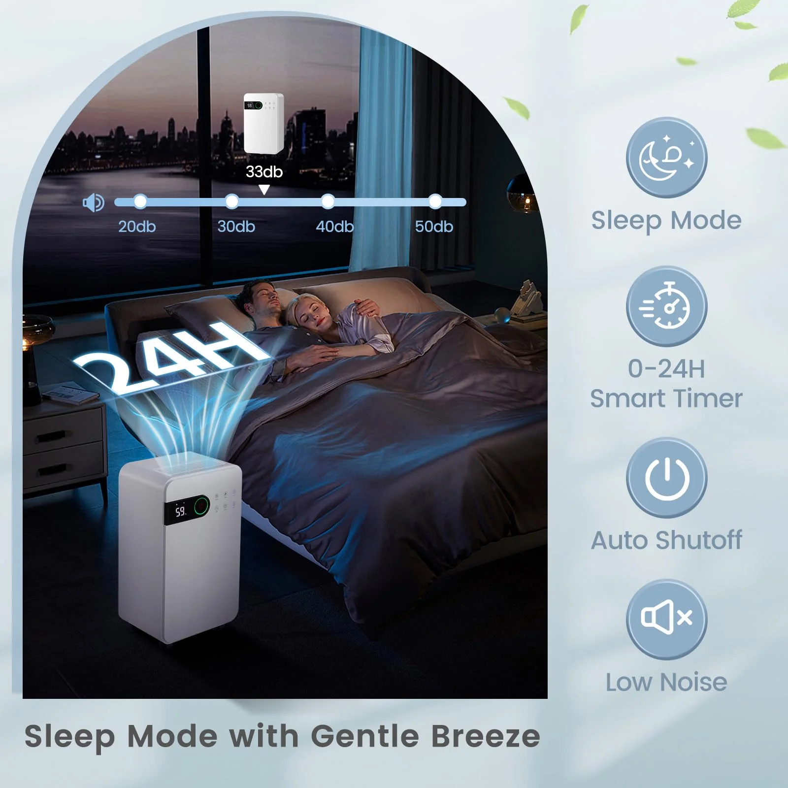 32 Pints Dehumidifier with Sleep Mode, 24H Timer, 3-Color LED Indicator Light & Child Safety Lock, for Space up to 2500 Sq. Ft - Image 4