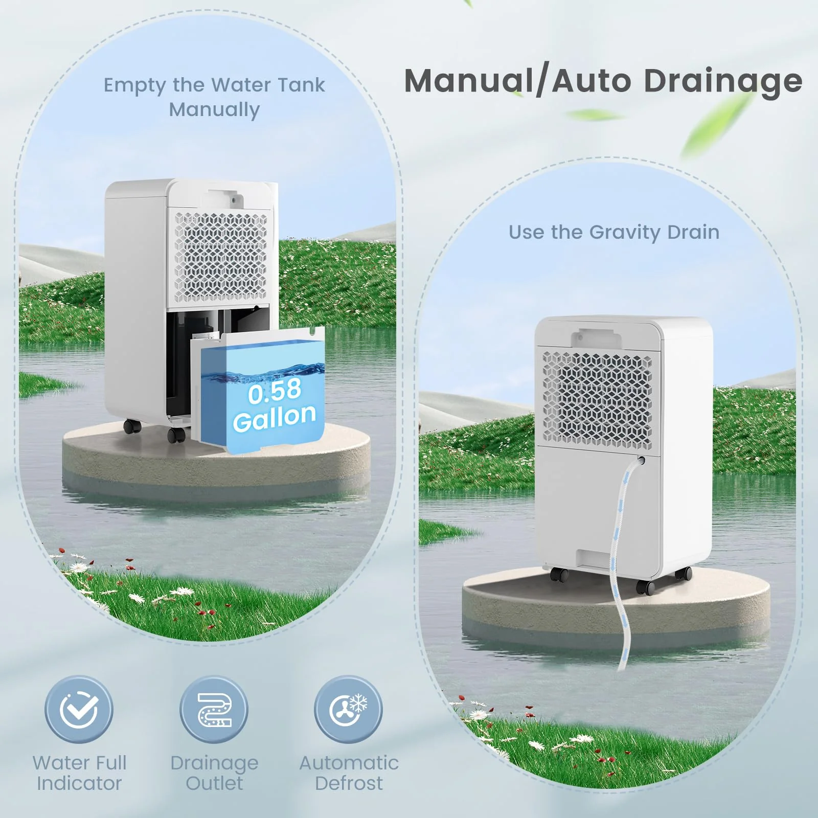 32 Pints Dehumidifier with Sleep Mode, 24H Timer, 3-Color LED Indicator Light & Child Safety Lock, for Space up to 2500 Sq. Ft - Image 6