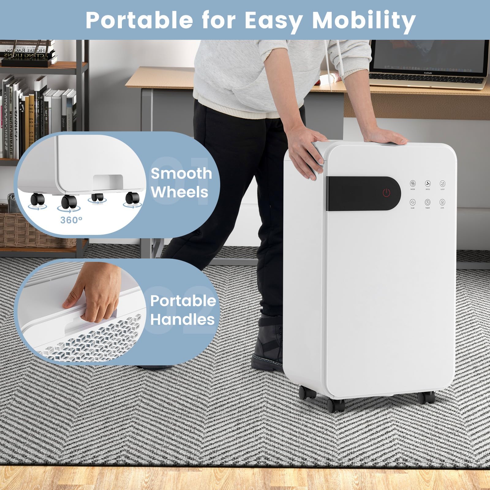 32 Pints Dehumidifier with Sleep Mode, 24H Timer, 3-Color LED Indicator Light & Child Safety Lock, for Space up to 2500 Sq. Ft - Image 7