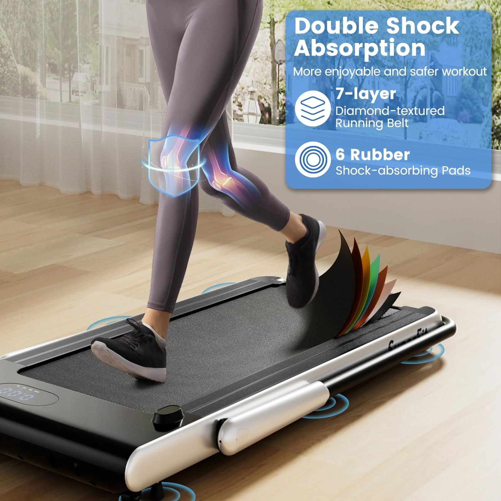 Goplus 340 LBS Capacity Walking Pad with Handle Bar Under Desk Treadmill with Apps - Image 5