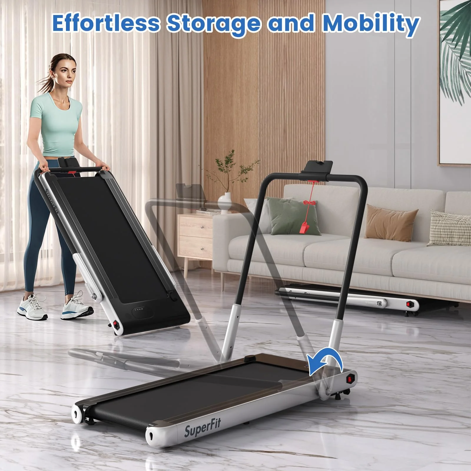 Goplus 340 LBS Capacity Walking Pad with Handle Bar Under Desk Treadmill with Apps - Image 9