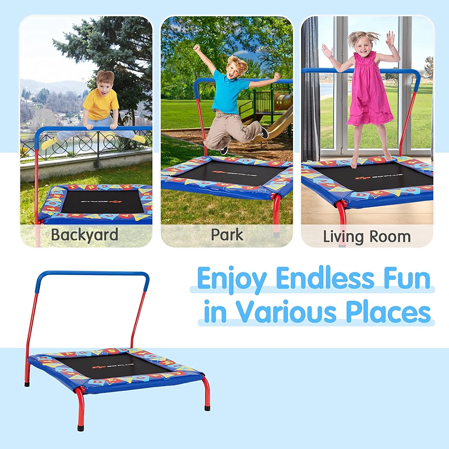 36" Square Toddler Trampoline, 330LBS Load Mini Kids Trampoline - Image 8