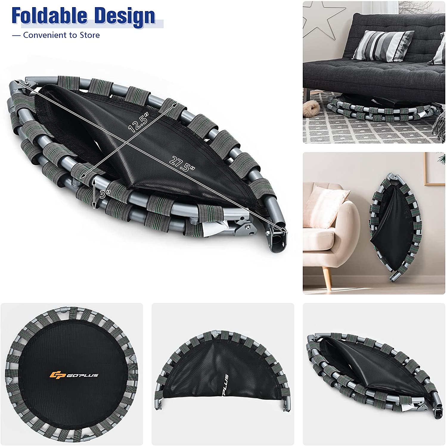 36Inch Kids Trampoline, Foldable Mini Rebounder with Full Covered Handle and Safety Pad - Image 6
