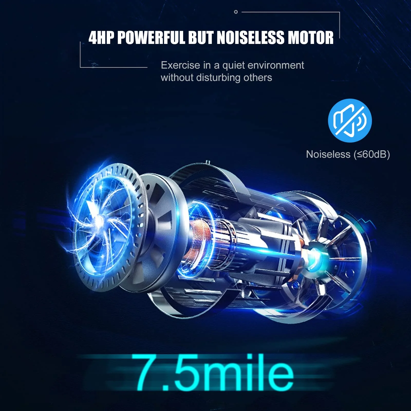 4.0HP Heavy Duty Folding Treadmill, Electric Foldable Superfit Treadmill with LED Touch Screen - Image 7