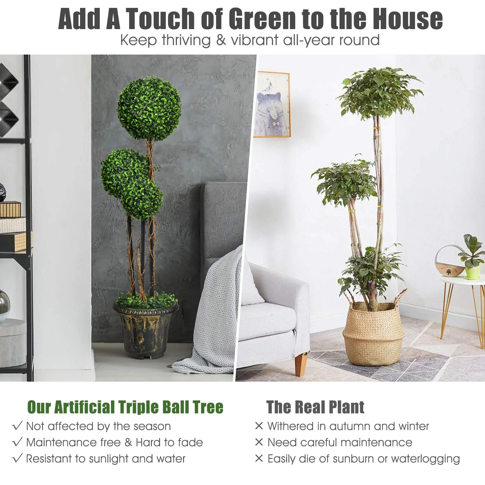 4 Ft Artificial Boxwood Topiary Tree - Image 5