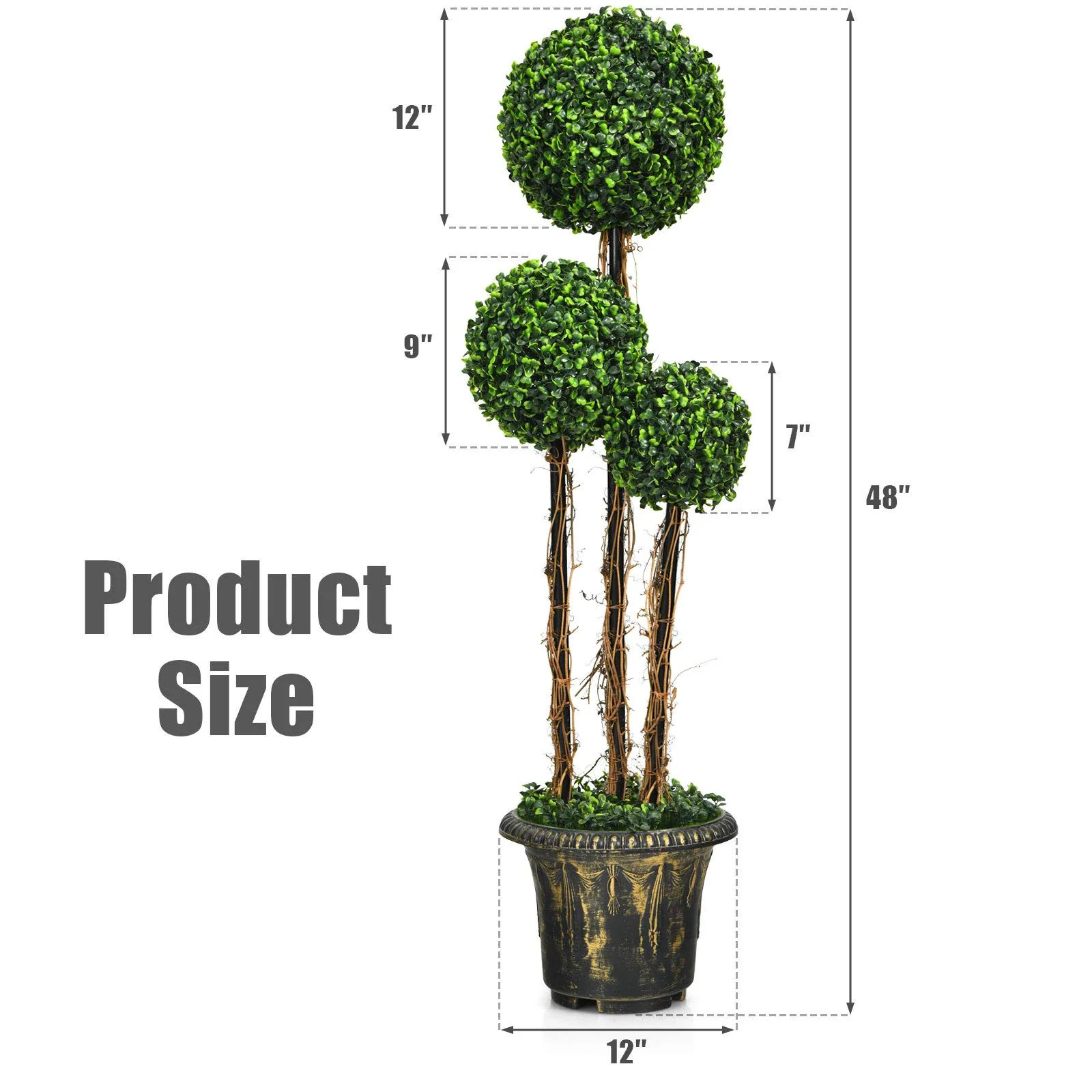 4 Ft Artificial Boxwood Topiary Tree - Image 7