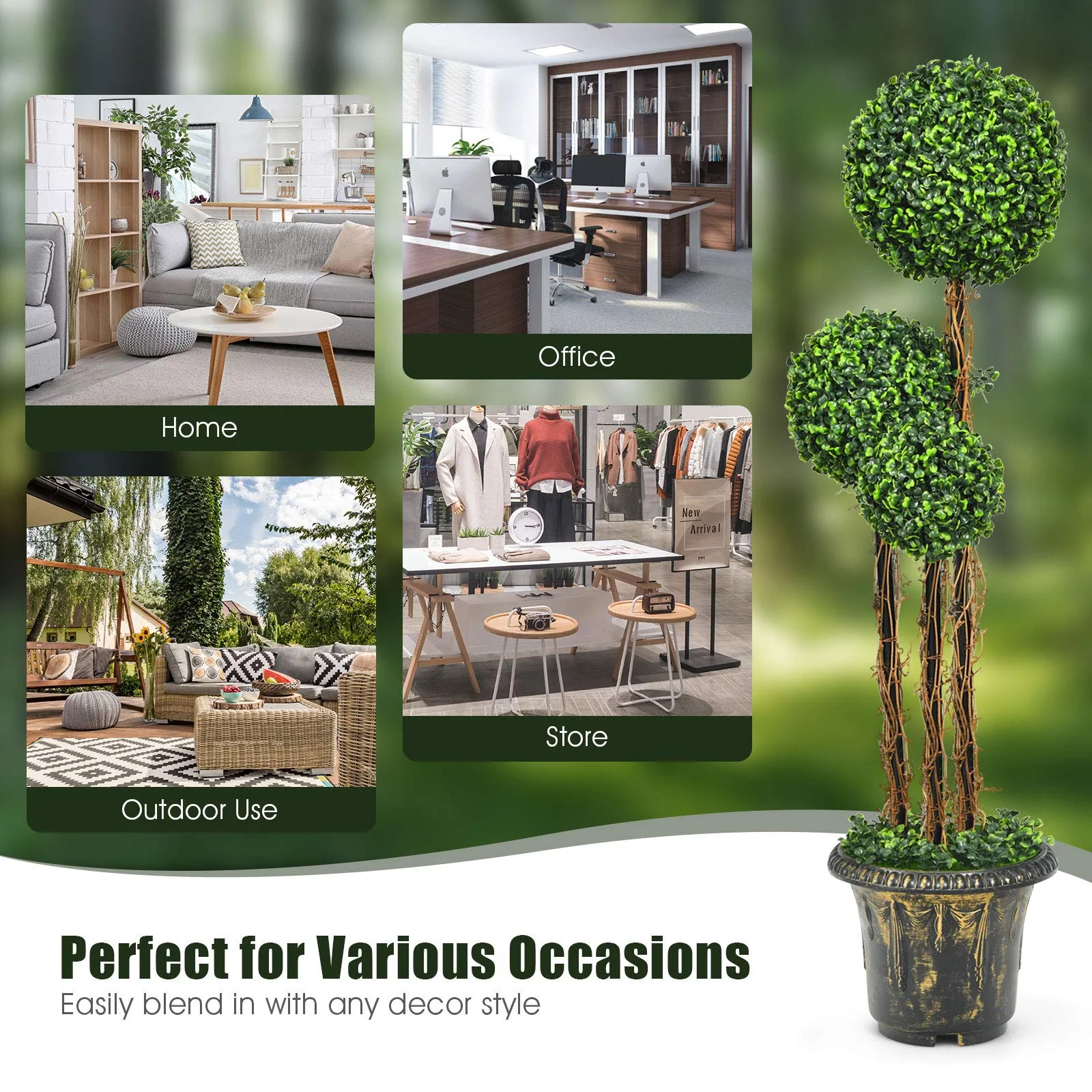 4 Ft Artificial Boxwood Topiary Tree - Image 8