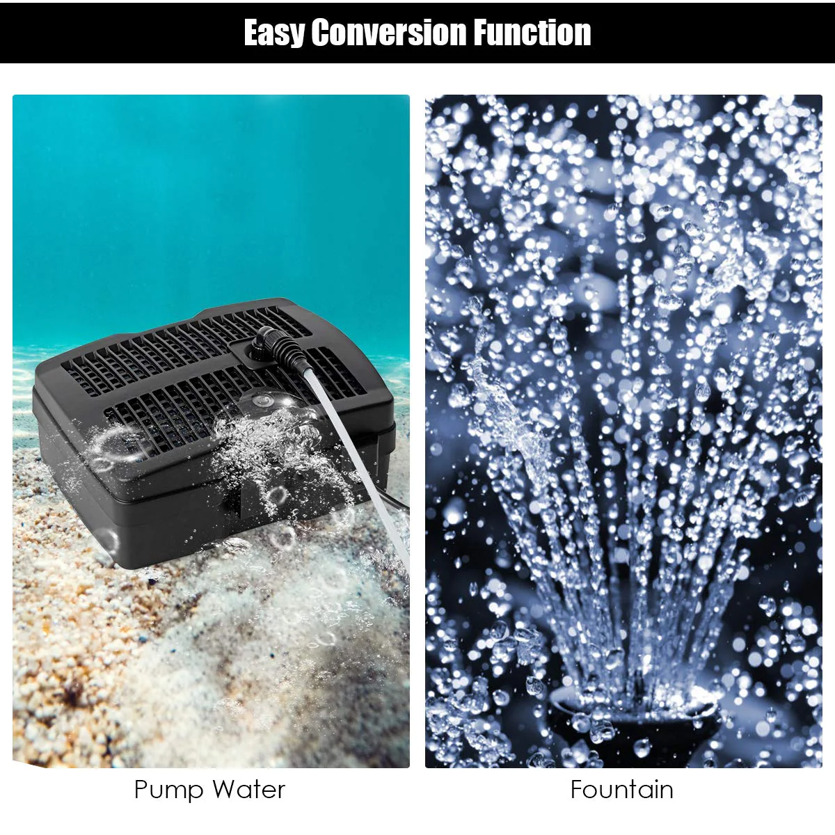 4 in 1 Pond Filter Pump, 660 GPH Fountain Pump w/ 9-Watt Sterilizer and Fountain Jet - Image 5