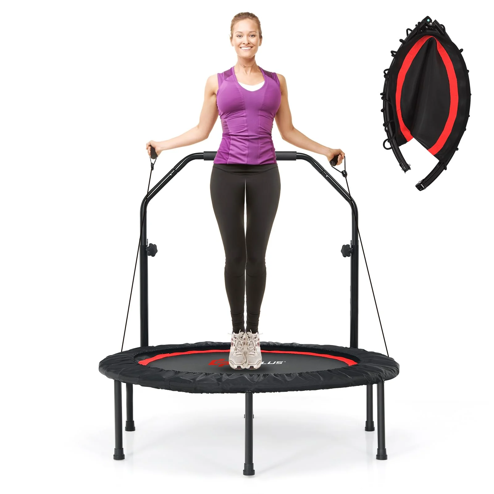 40'' Folding Fitness Trampoline, Portable Mini Exercise Rebounder - Image 11