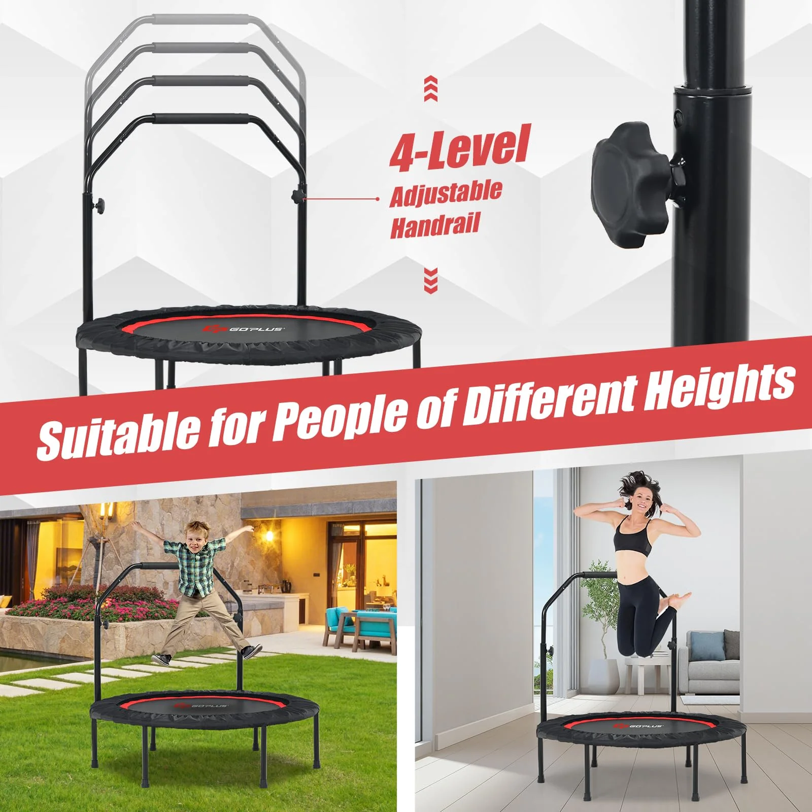 40'' Folding Fitness Trampoline, Portable Mini Exercise Rebounder - Image 13