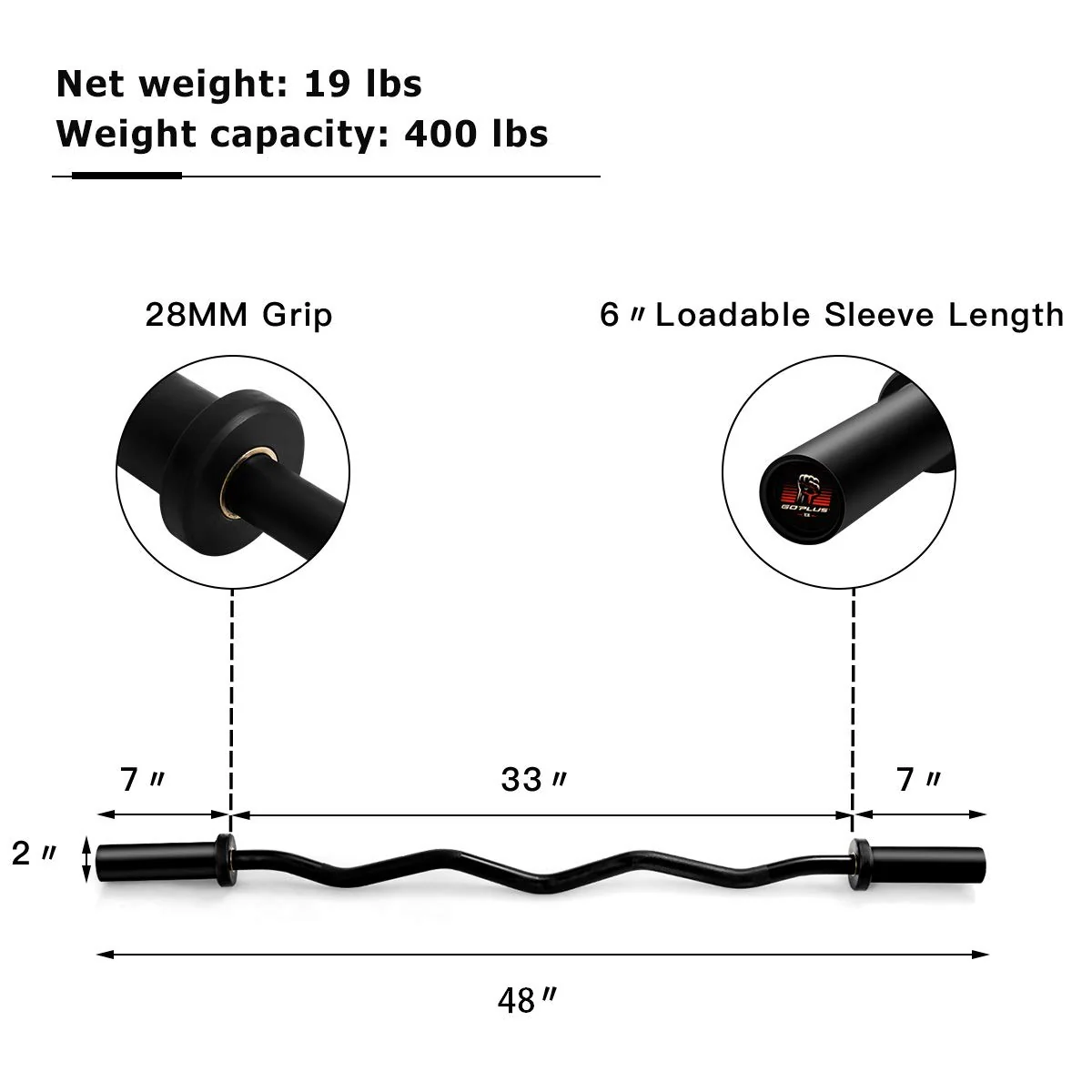 400Lbs Olympic EZ Curl Bar for Strength Training - Image 3