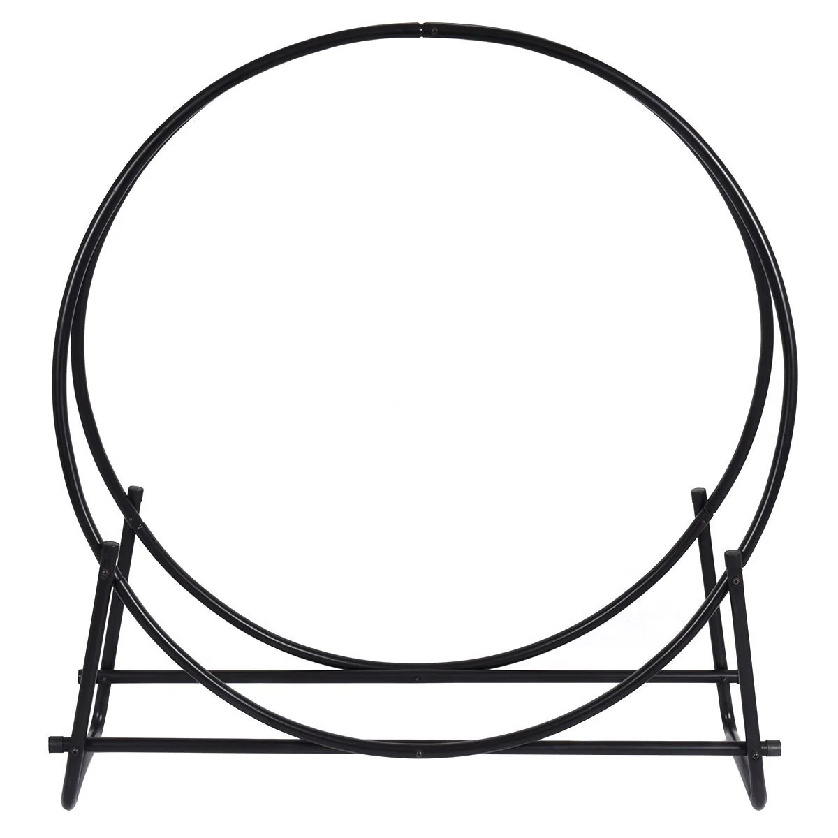 41 Inch Firewood Log Hoop, Tubular Steel Log Holder, Heavy Duty Wood Storage Rack for Outdoor & Indoor, Fireplace Pit - Image 5