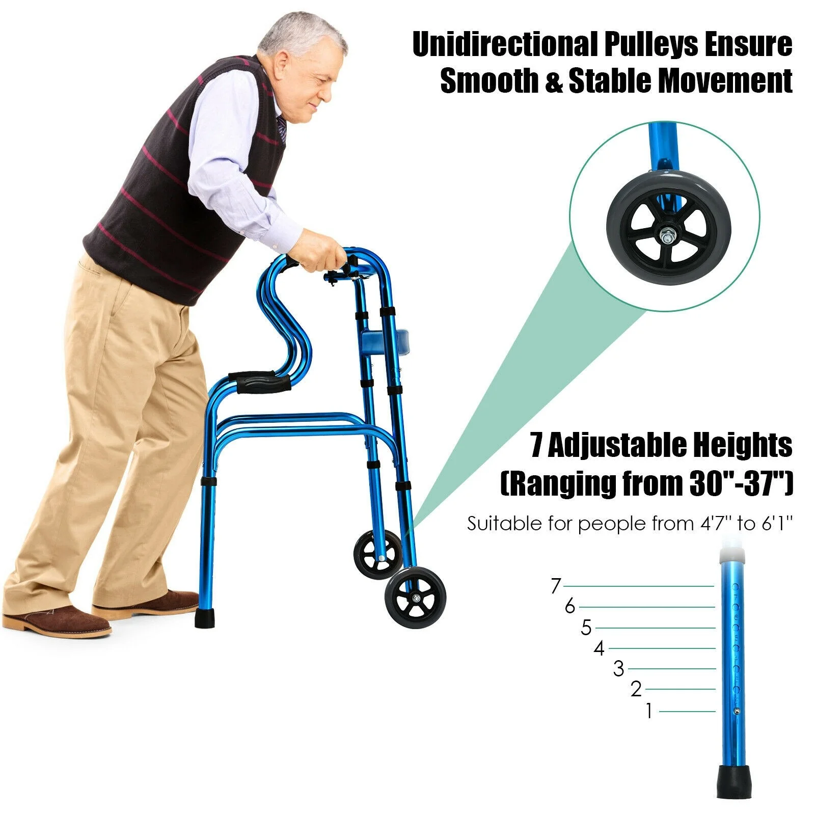440LBS Foldable Standard Walker - Image 5