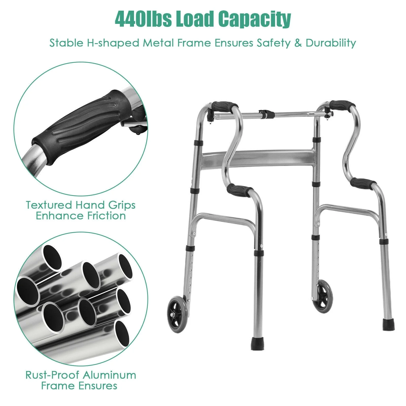 440LBS Foldable Standard Walker - Image 8