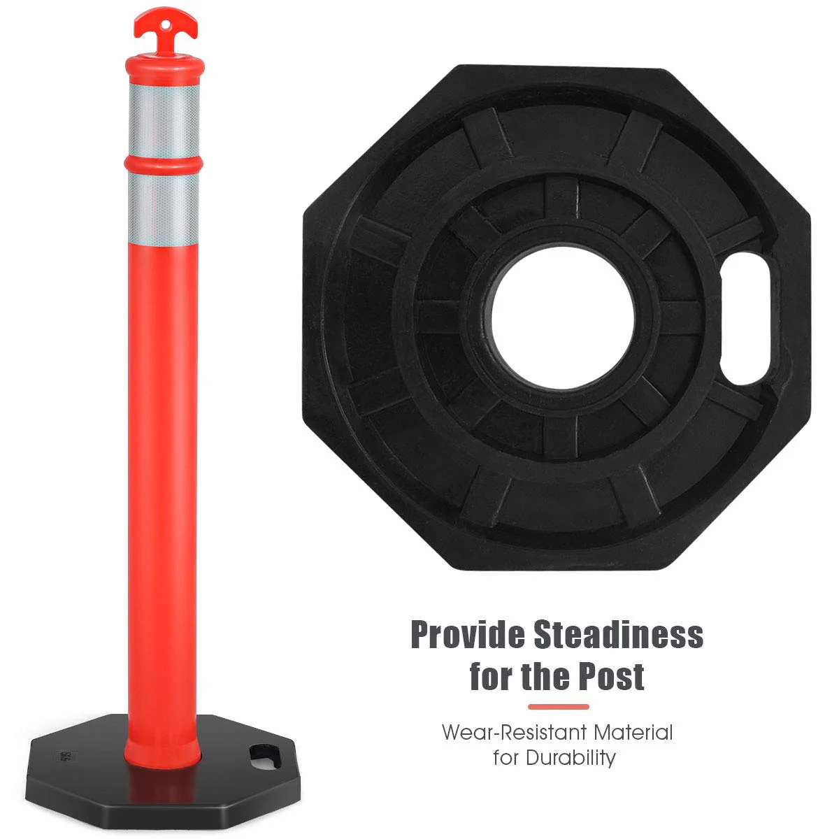 45" Delineator Post Cone, 6 Pack Traffic Cone Safety Barrier with 4" Reflective Collars - Image 5