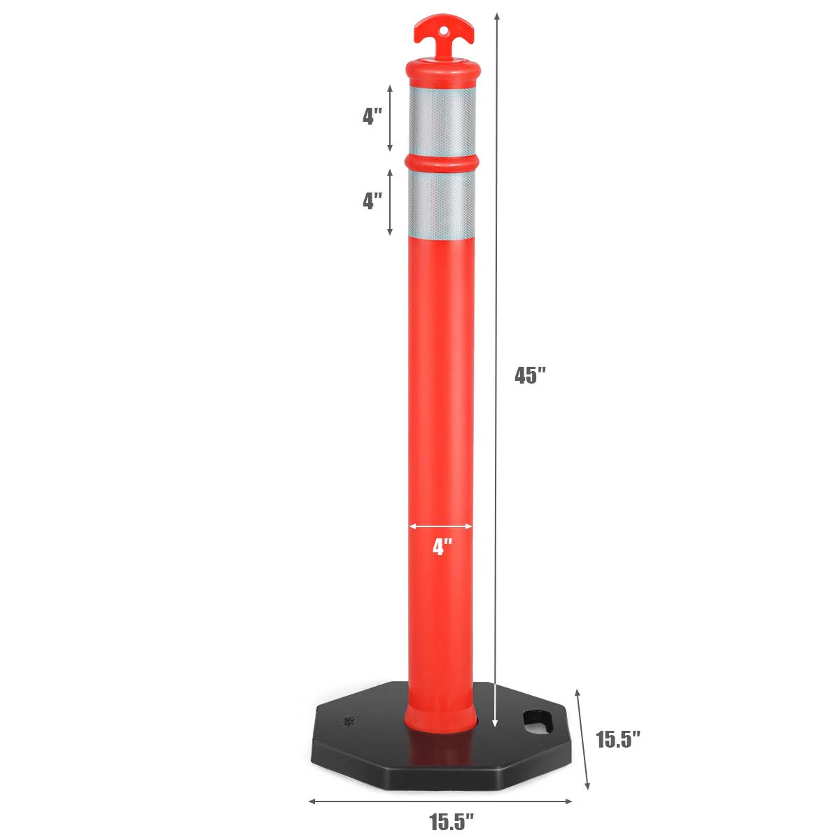 45" Delineator Post Cone, 6 Pack Traffic Cone Safety Barrier with 4" Reflective Collars - Image 9