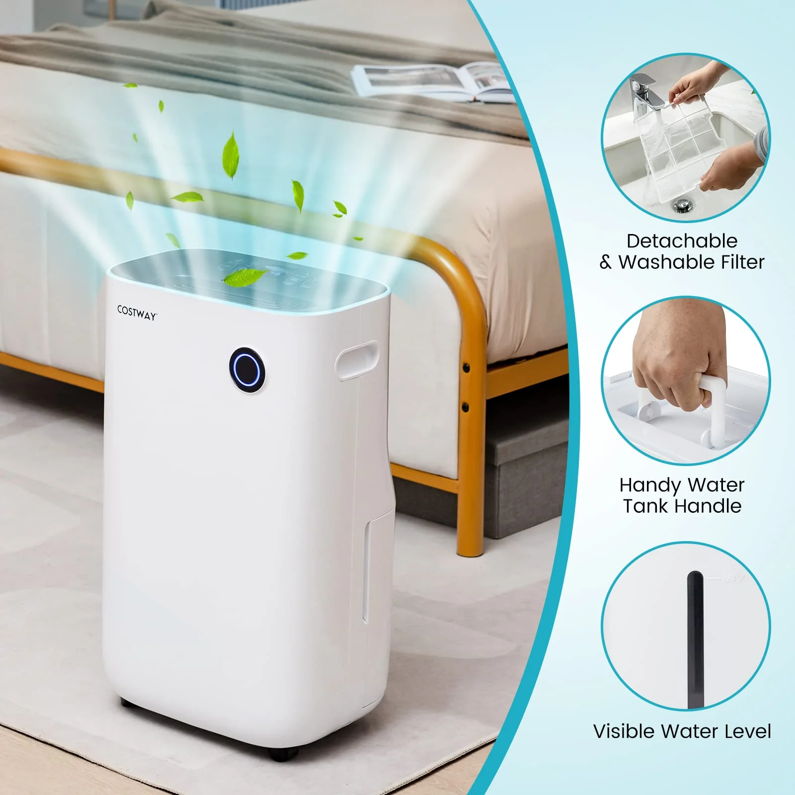 4500 Sq. Ft Quiet Dehumidifier, 1.7 Gallon Water Tank, 73-Pint/Day, Water Full Auto Shut Off - Image 8
