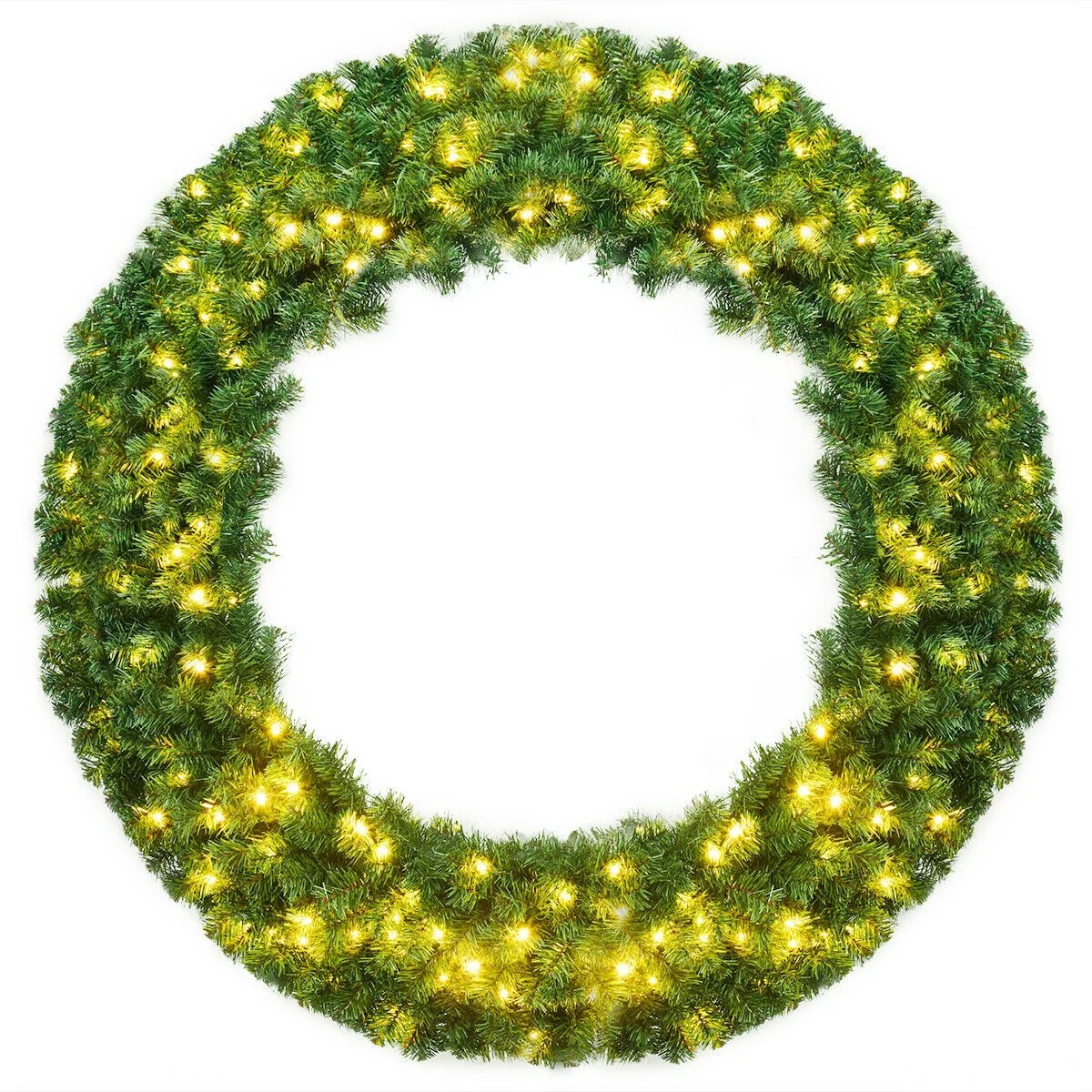 48" Pre-lit Cordless Artificial Christmas Wreath