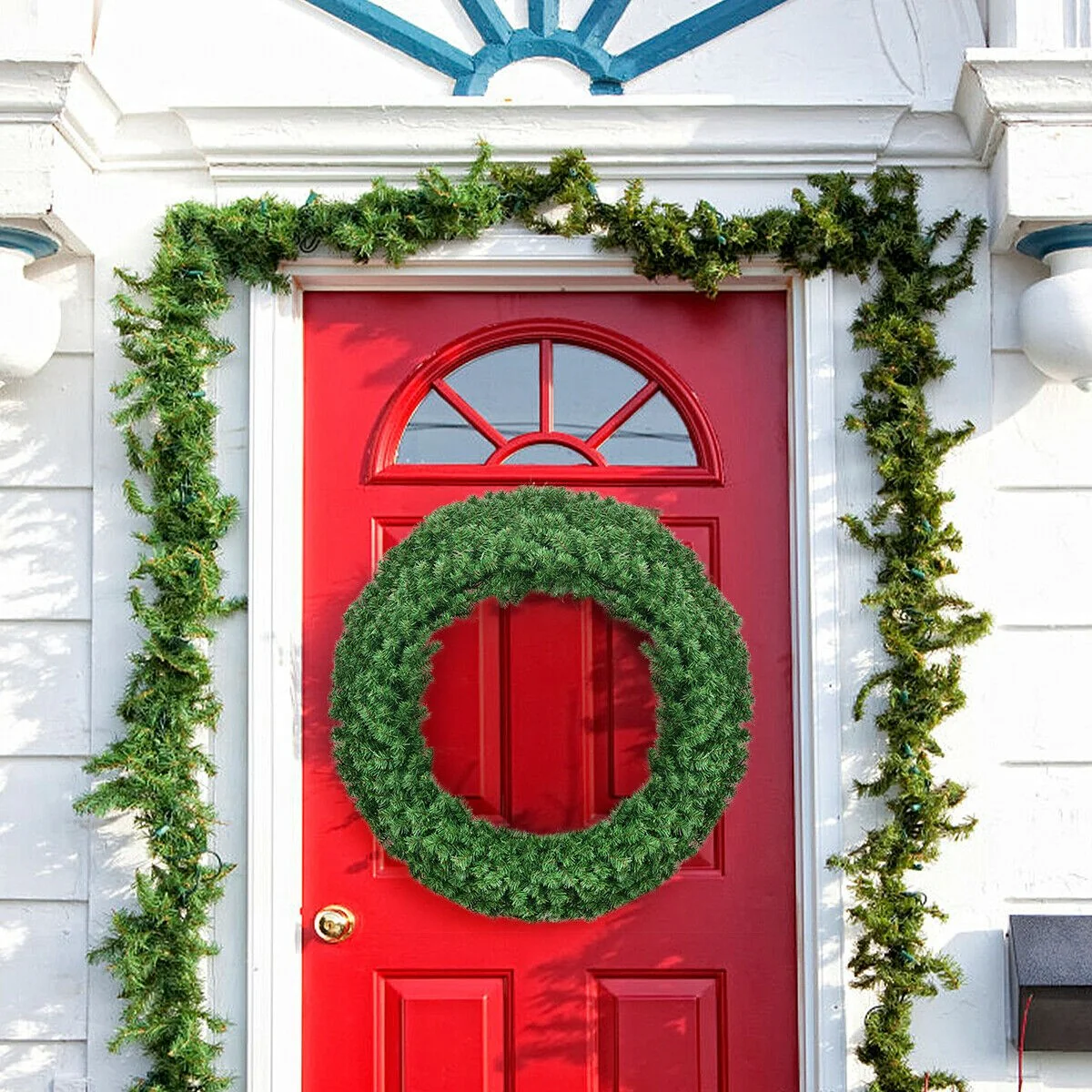 48" Pre-lit Cordless Artificial Christmas Wreath - Image 3
