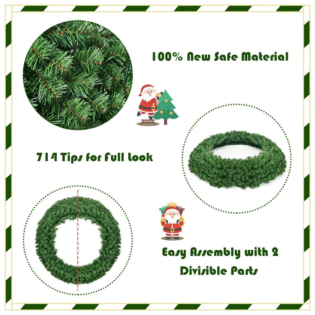 48" Pre-lit Cordless Artificial Christmas Wreath - Image 7