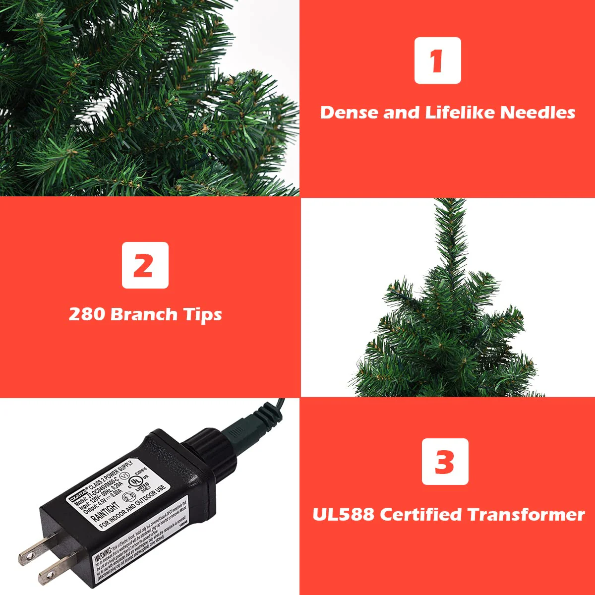 4ft Pre-Lit Christmas Tree, Artificial PVC Xmas Tree with 100 Warm White LED Lights and Stable Triangular Stand - Image 5