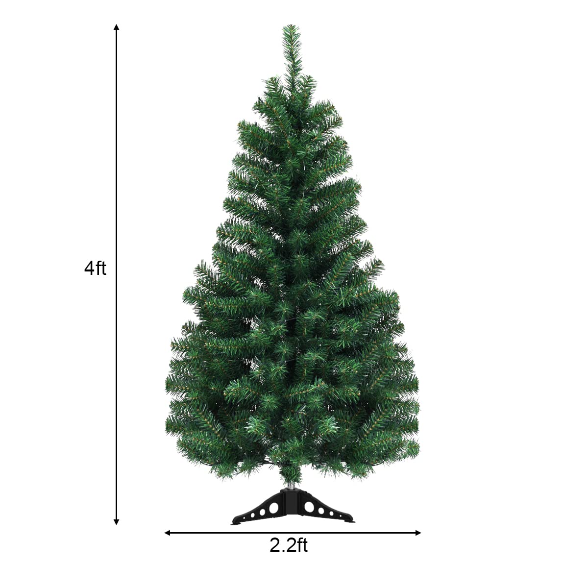 4ft Pre-Lit Christmas Tree, Artificial PVC Xmas Tree with 100 Warm White LED Lights and Stable Triangular Stand - Image 7