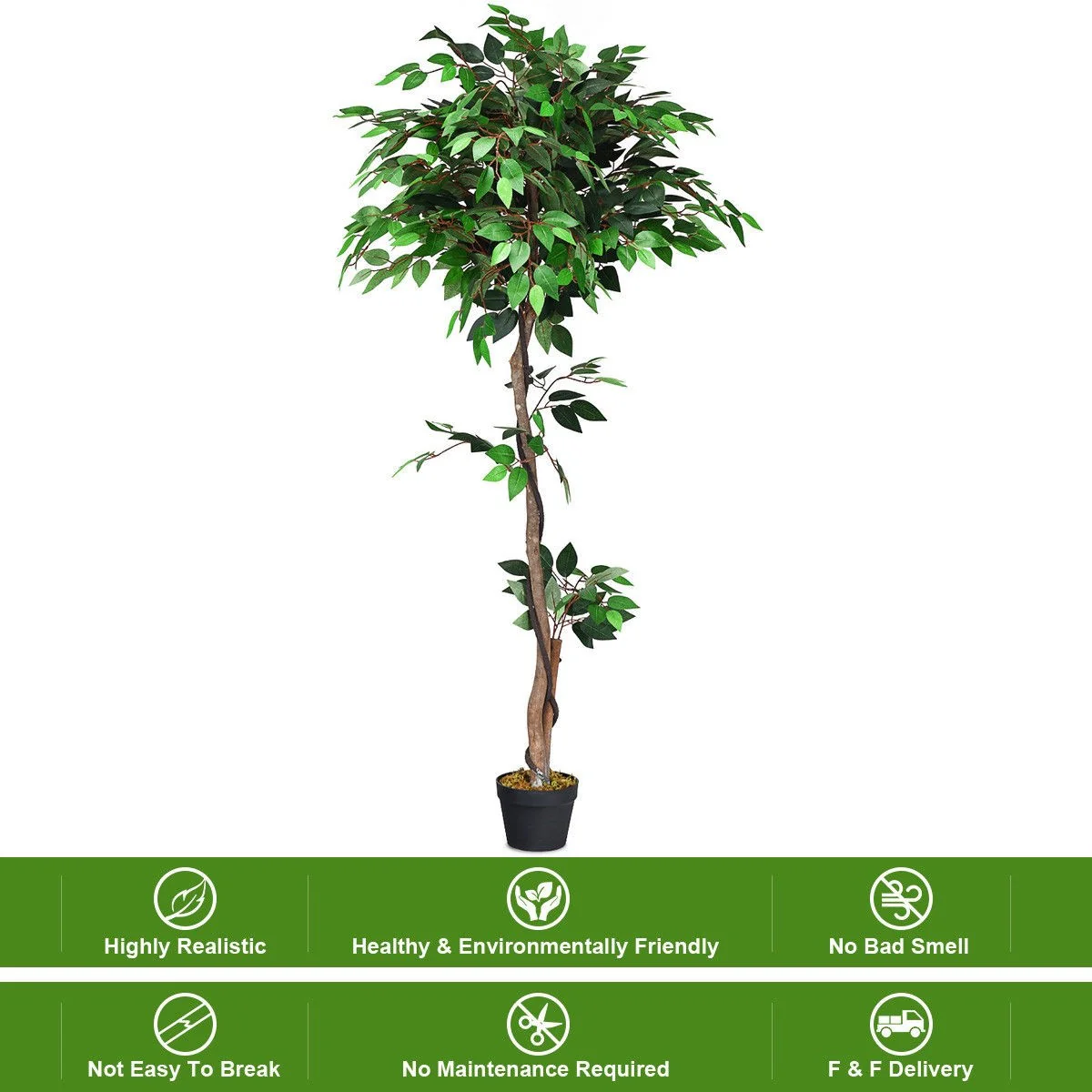 4/5.5/6FT FICUS Silk Leaf Artificial Tree - Image 10