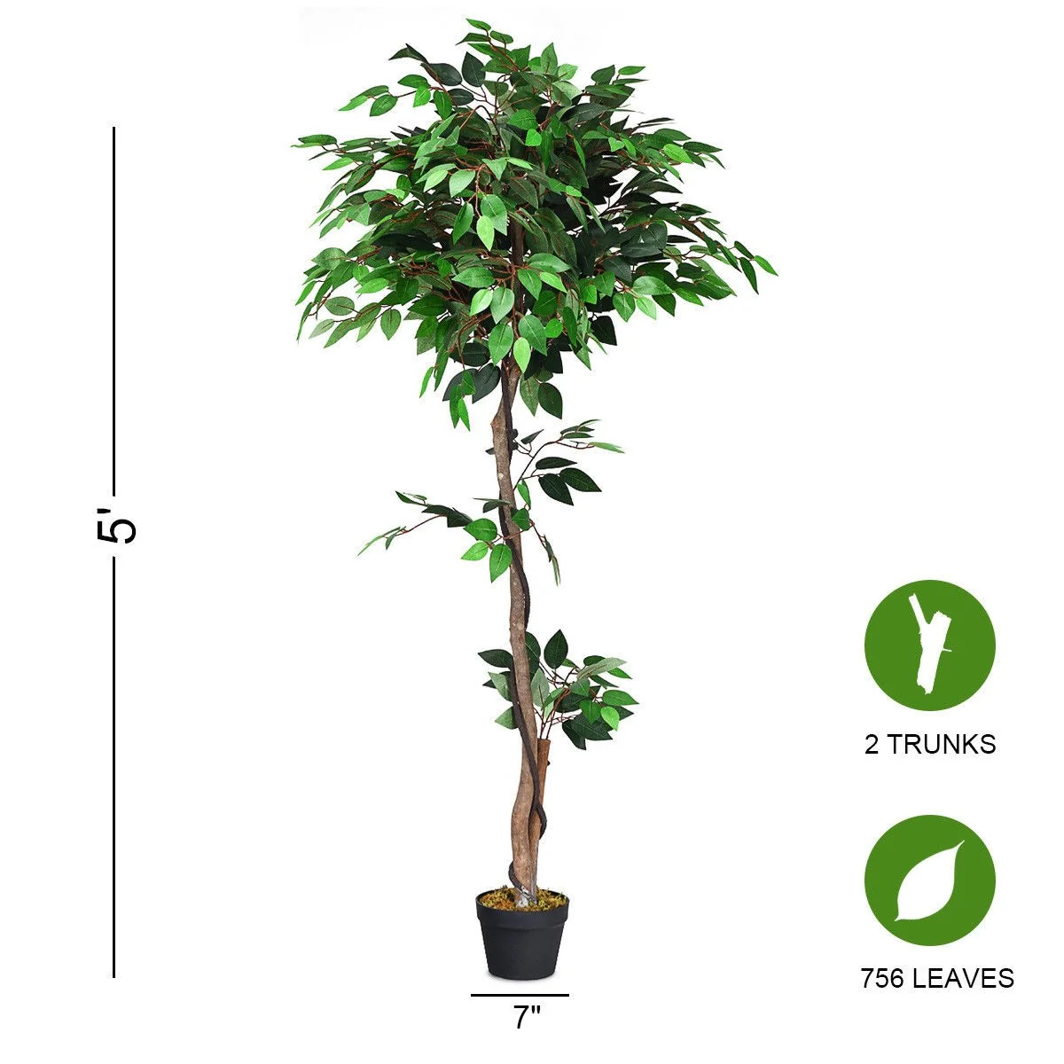 4/5.5/6FT FICUS Silk Leaf Artificial Tree - Image 12