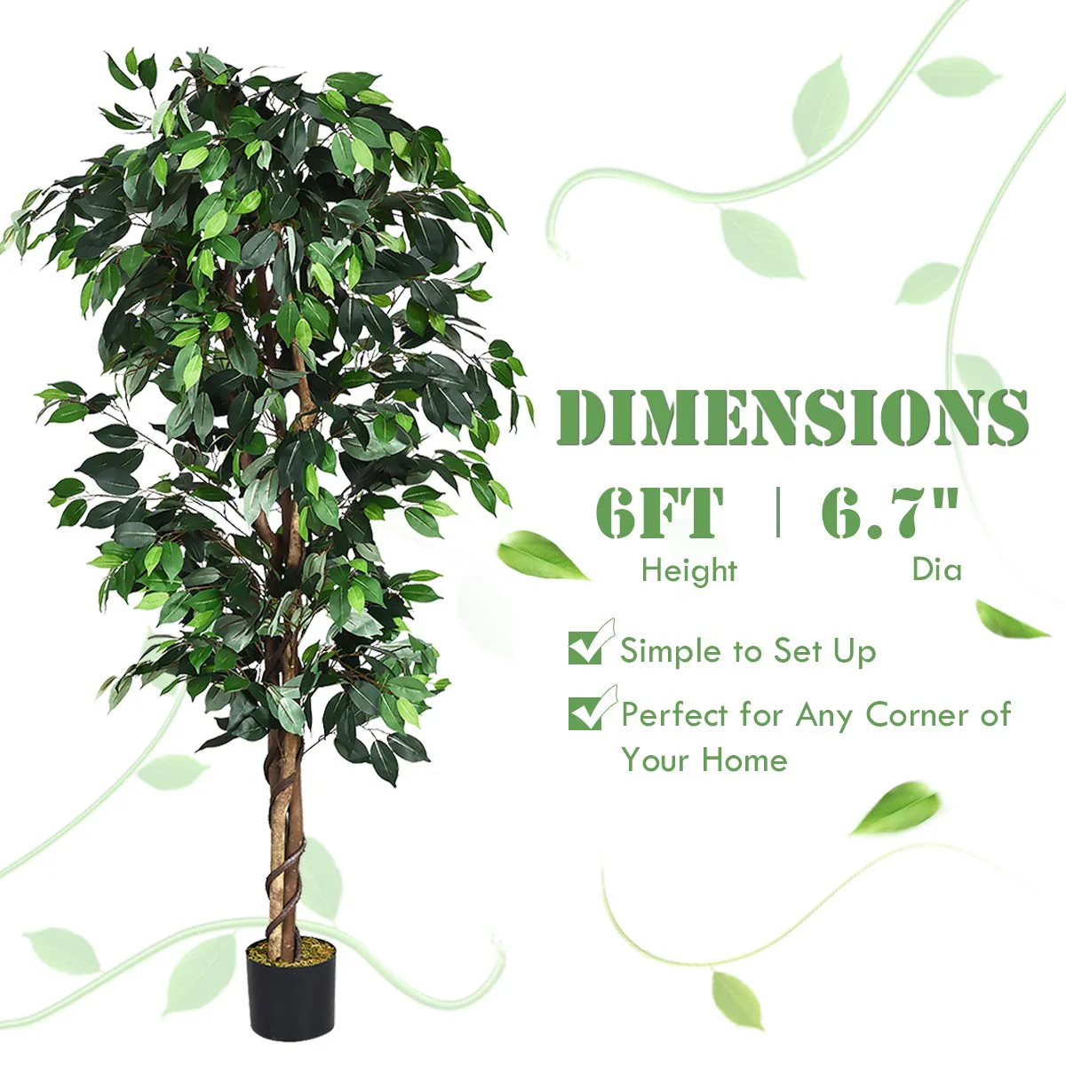 4/5.5/6FT FICUS Silk Leaf Artificial Tree - Image 14