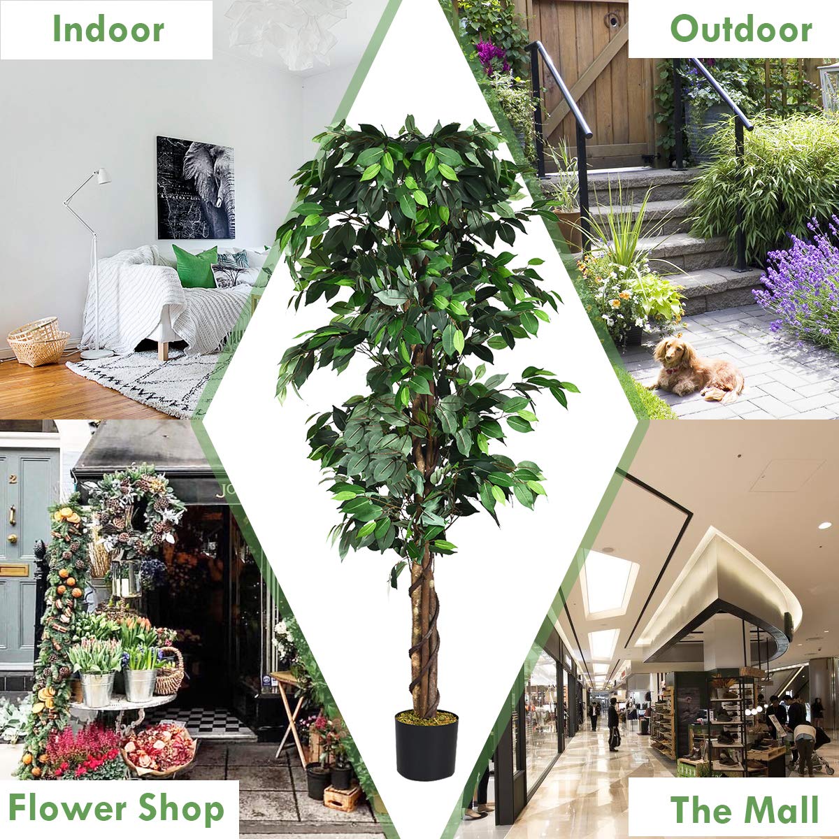 4/5.5/6FT FICUS Silk Leaf Artificial Tree - Image 15