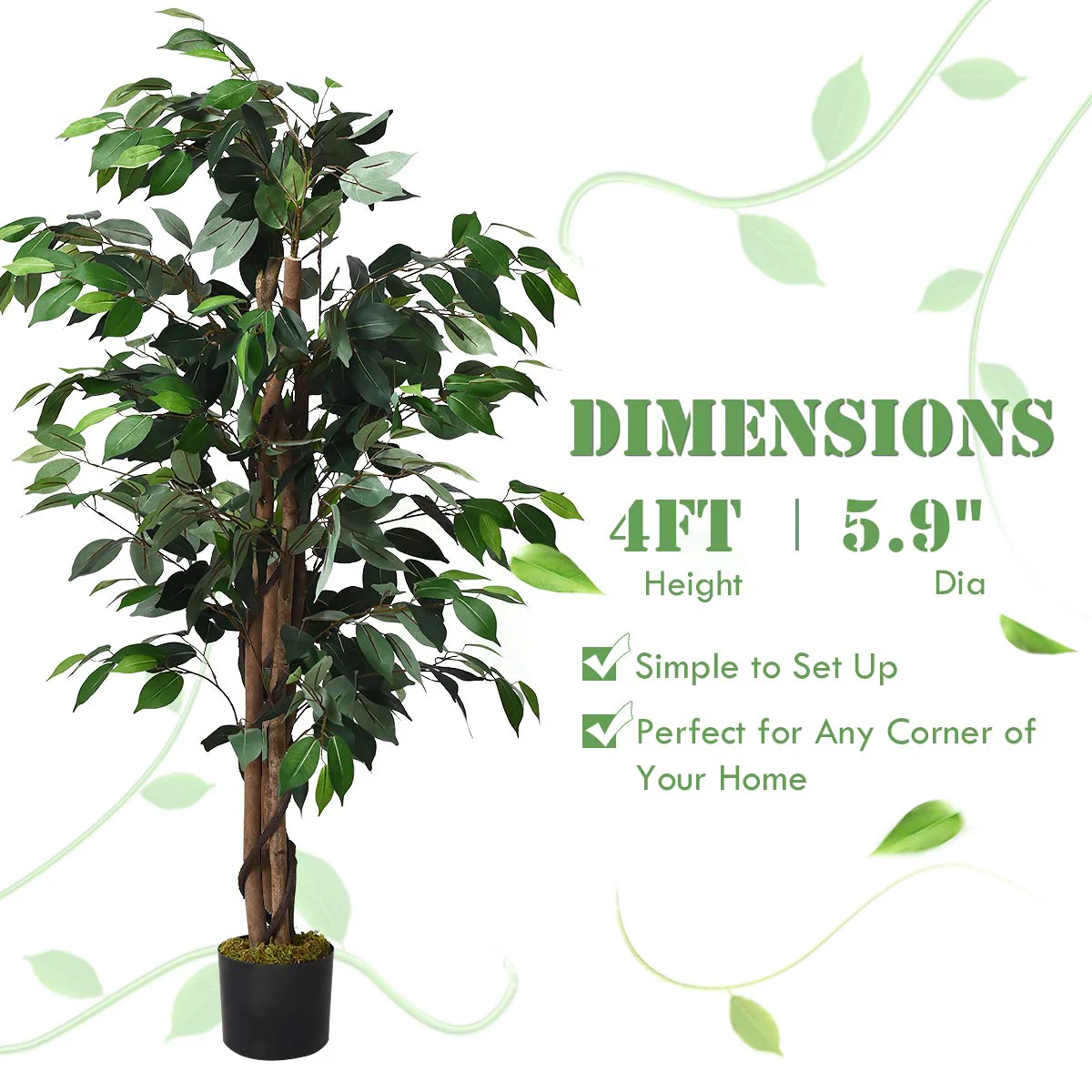 4/5.5/6FT FICUS Silk Leaf Artificial Tree - Image 20