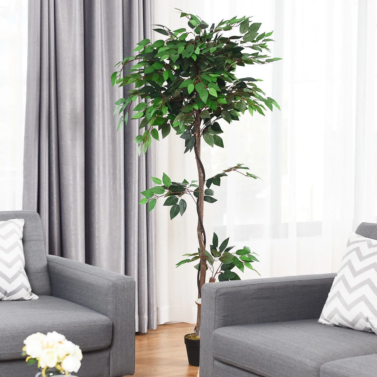 4/5.5/6FT FICUS Silk Leaf Artificial Tree - Image 4