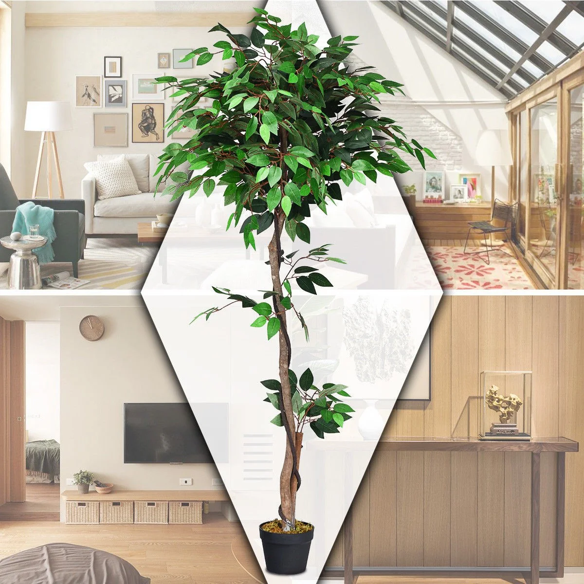 4/5.5/6FT FICUS Silk Leaf Artificial Tree - Image 5