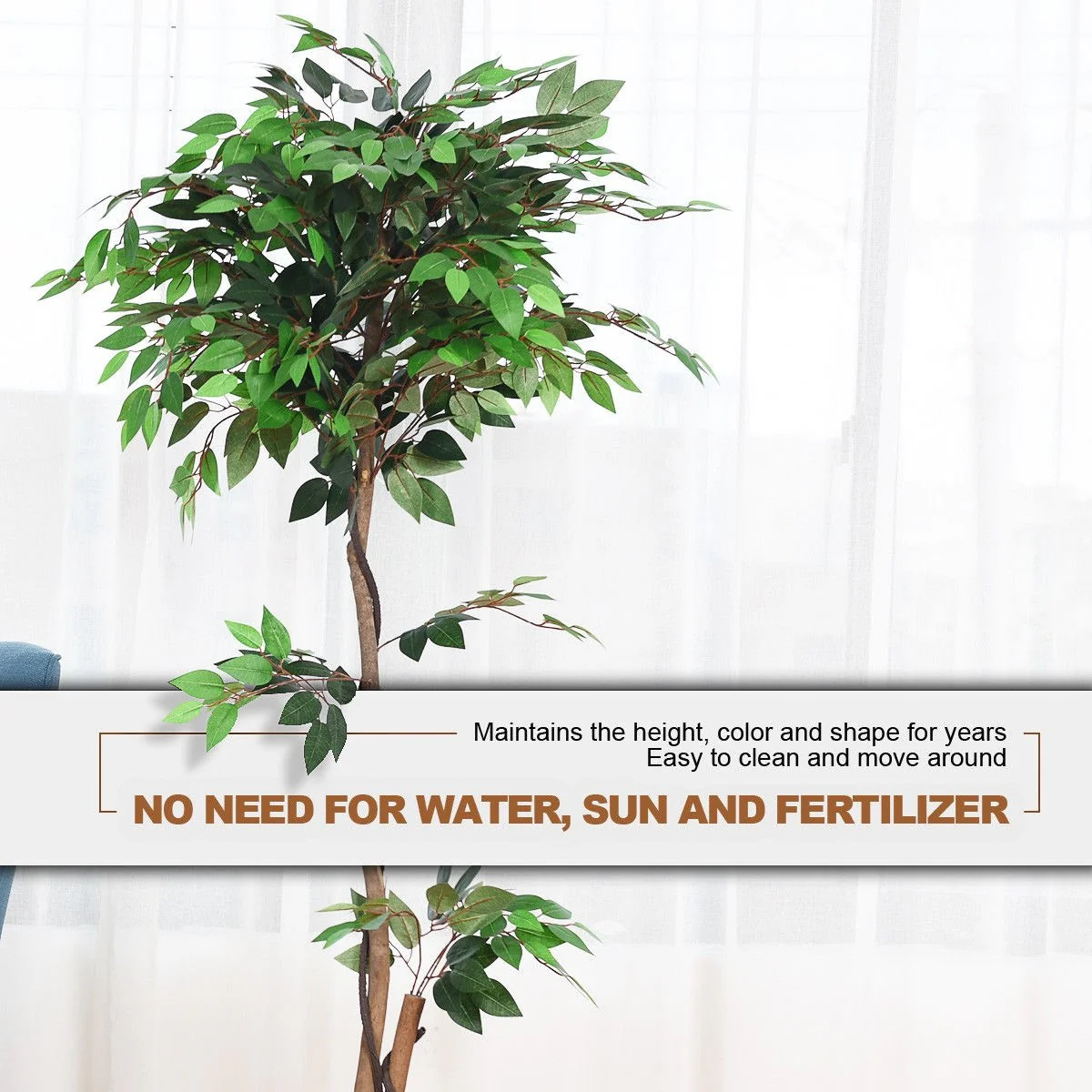 4/5.5/6FT FICUS Silk Leaf Artificial Tree - Image 7
