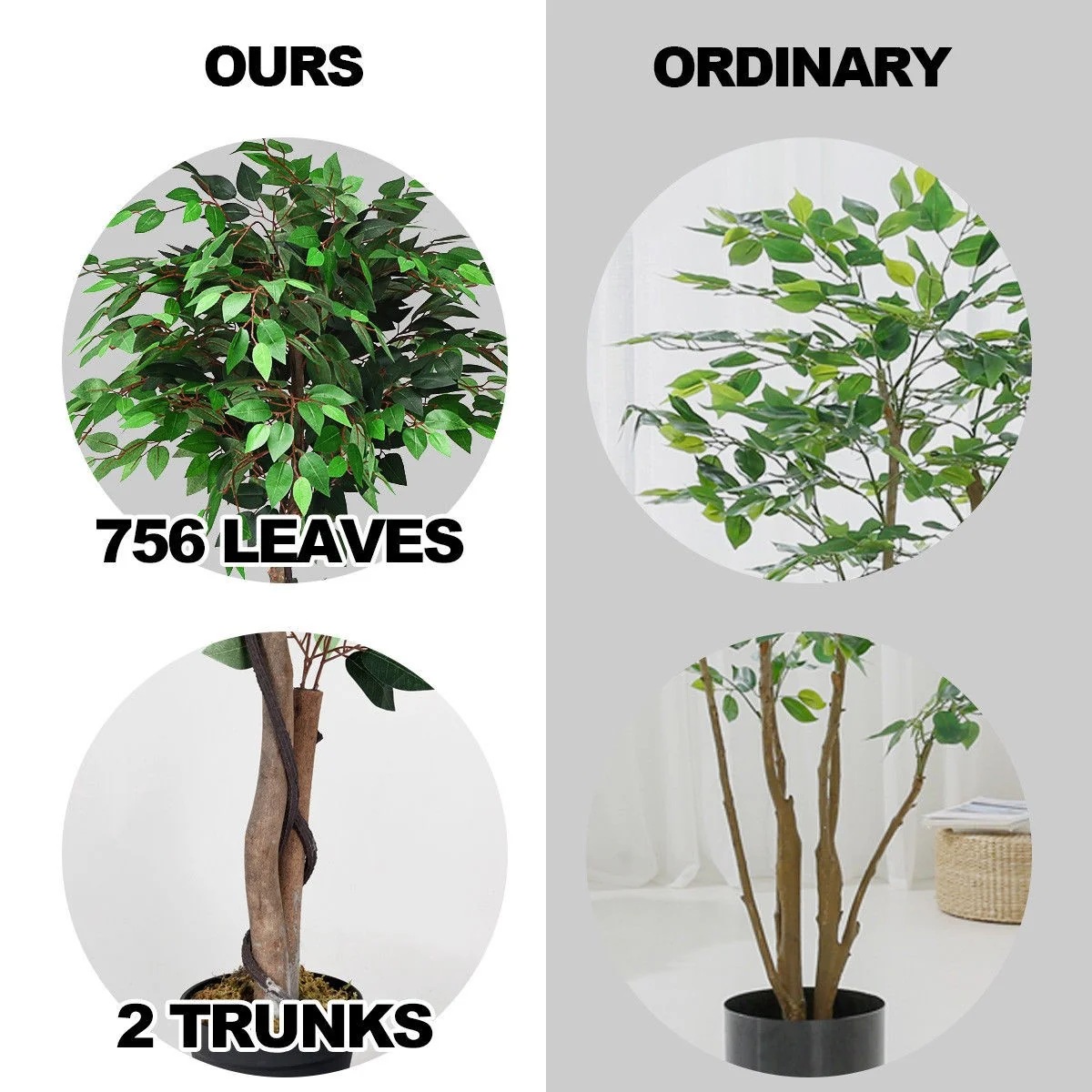 4/5.5/6FT FICUS Silk Leaf Artificial Tree - Image 8